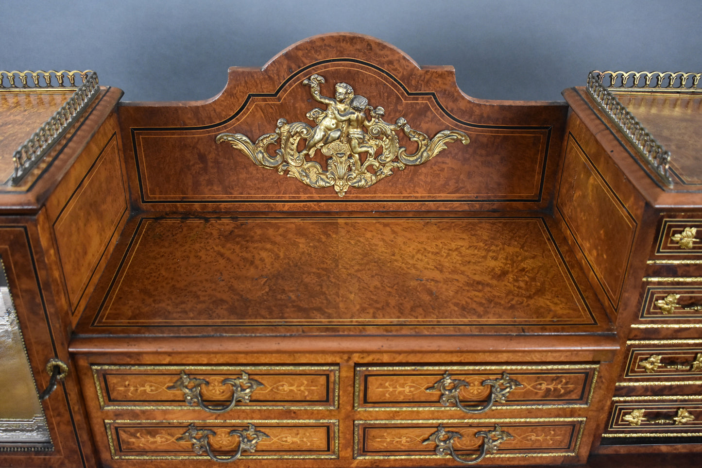 Victorian Burr Walnut & Ormolu-Mounted Pedestal Desk