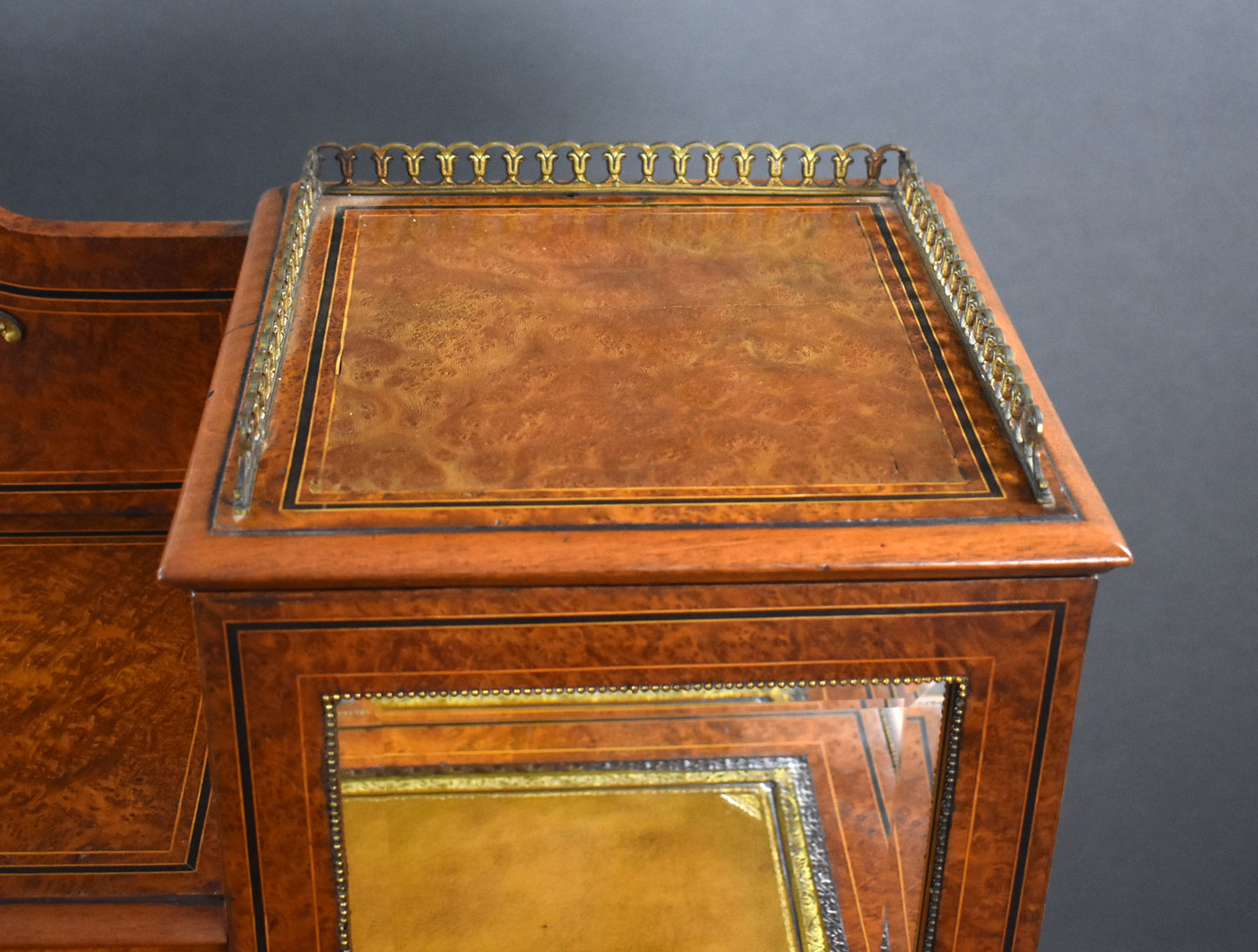 Victorian Burr Walnut & Ormolu-Mounted Pedestal Desk