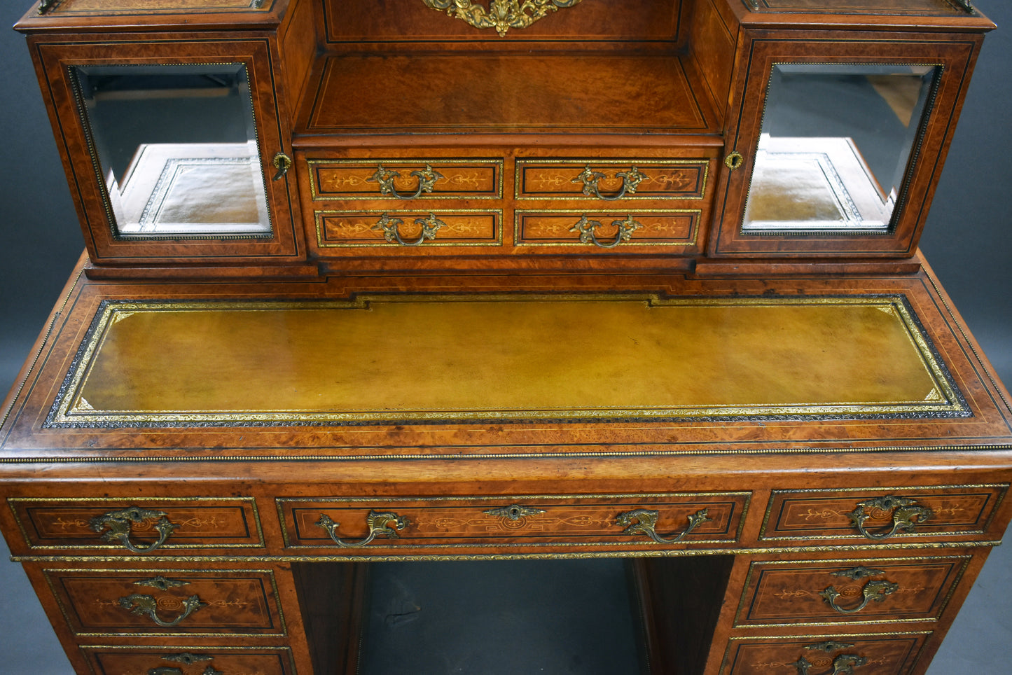 Victorian Burr Walnut & Ormolu-Mounted Pedestal Desk