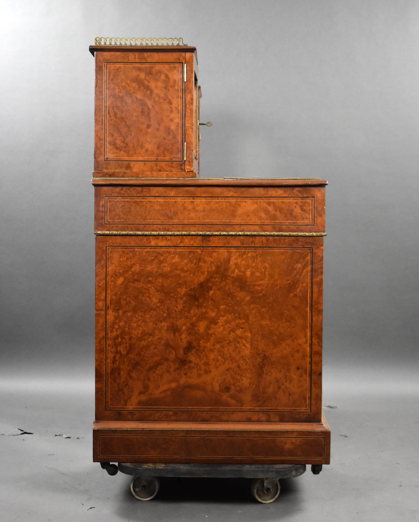 Victorian Burr Walnut & Ormolu-Mounted Pedestal Desk