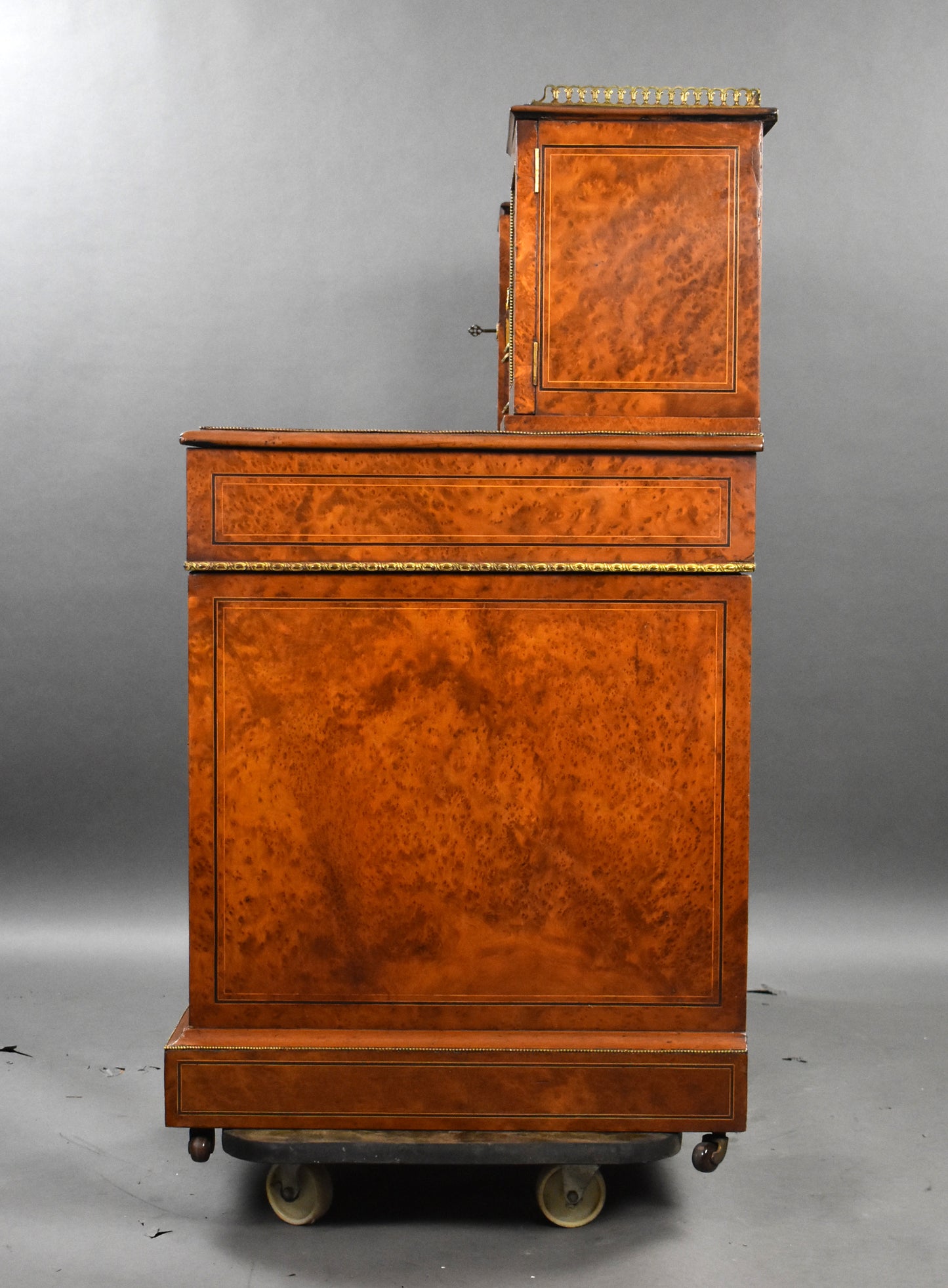 Victorian Burr Walnut & Ormolu-Mounted Pedestal Desk