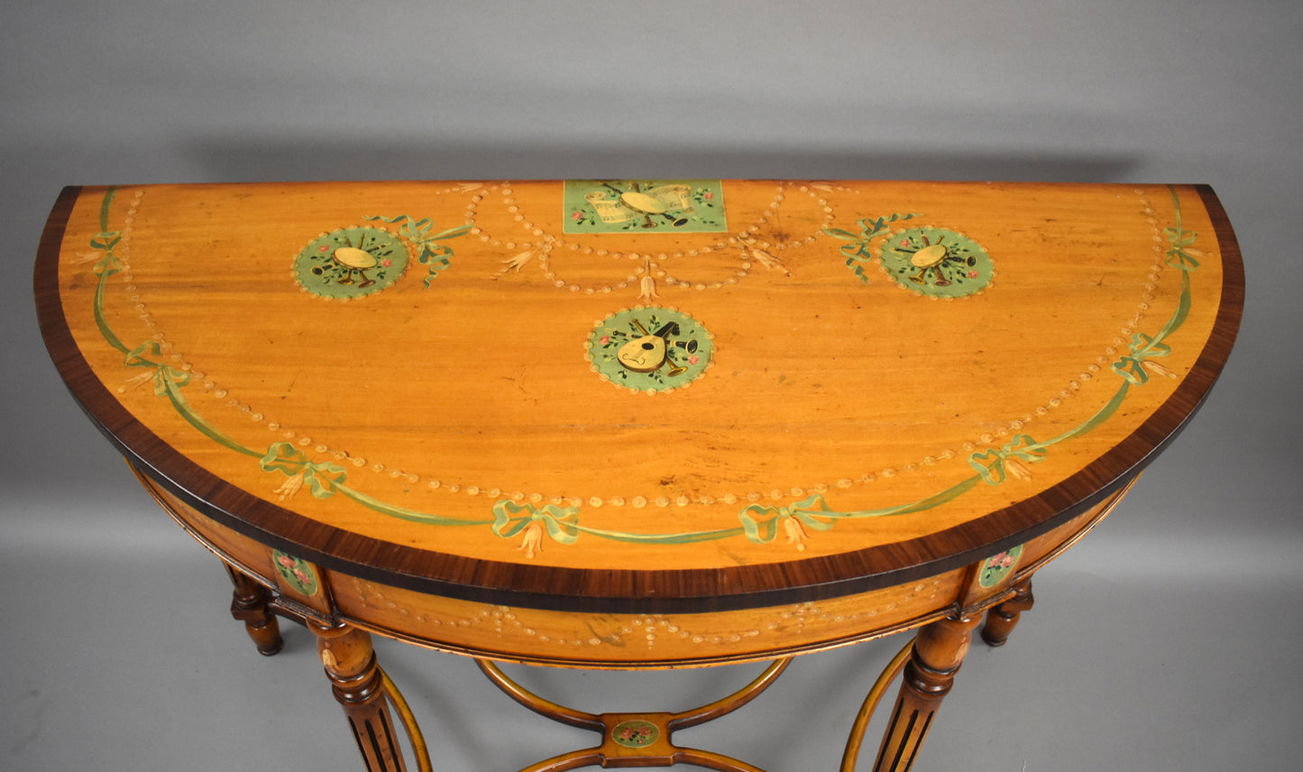Pair Satinwood Painted Consul Tables