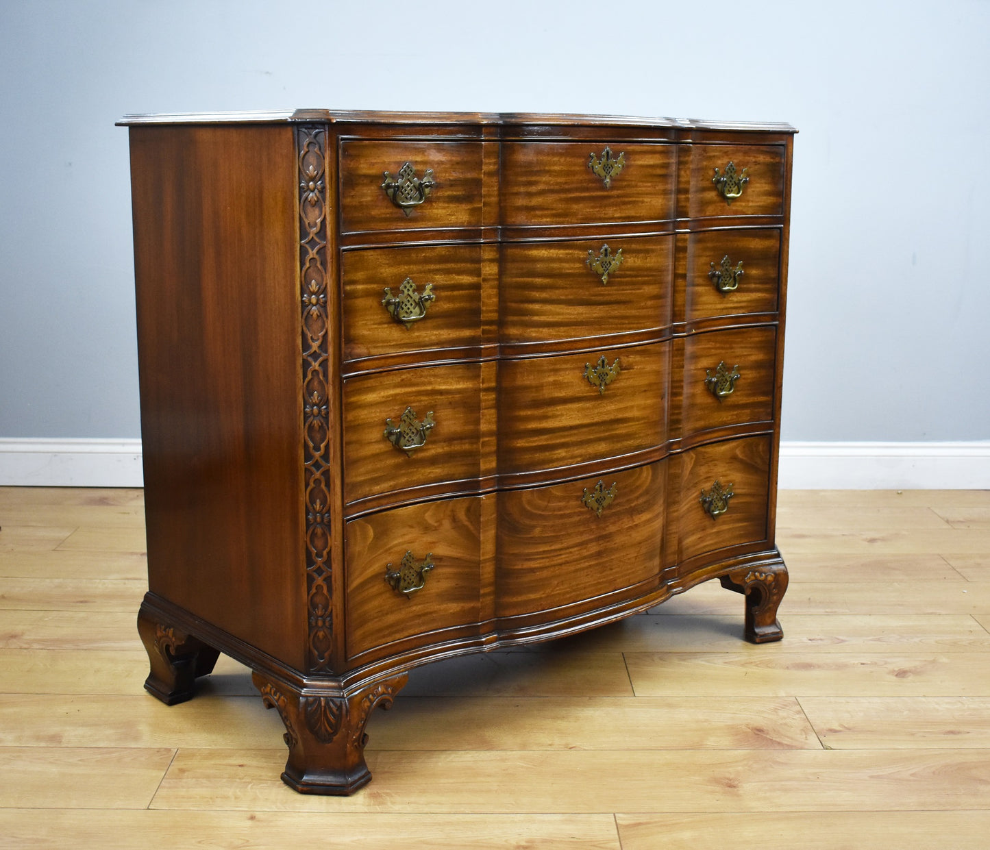 George III Style Waring and Gillow Ltd Serpentine Chest