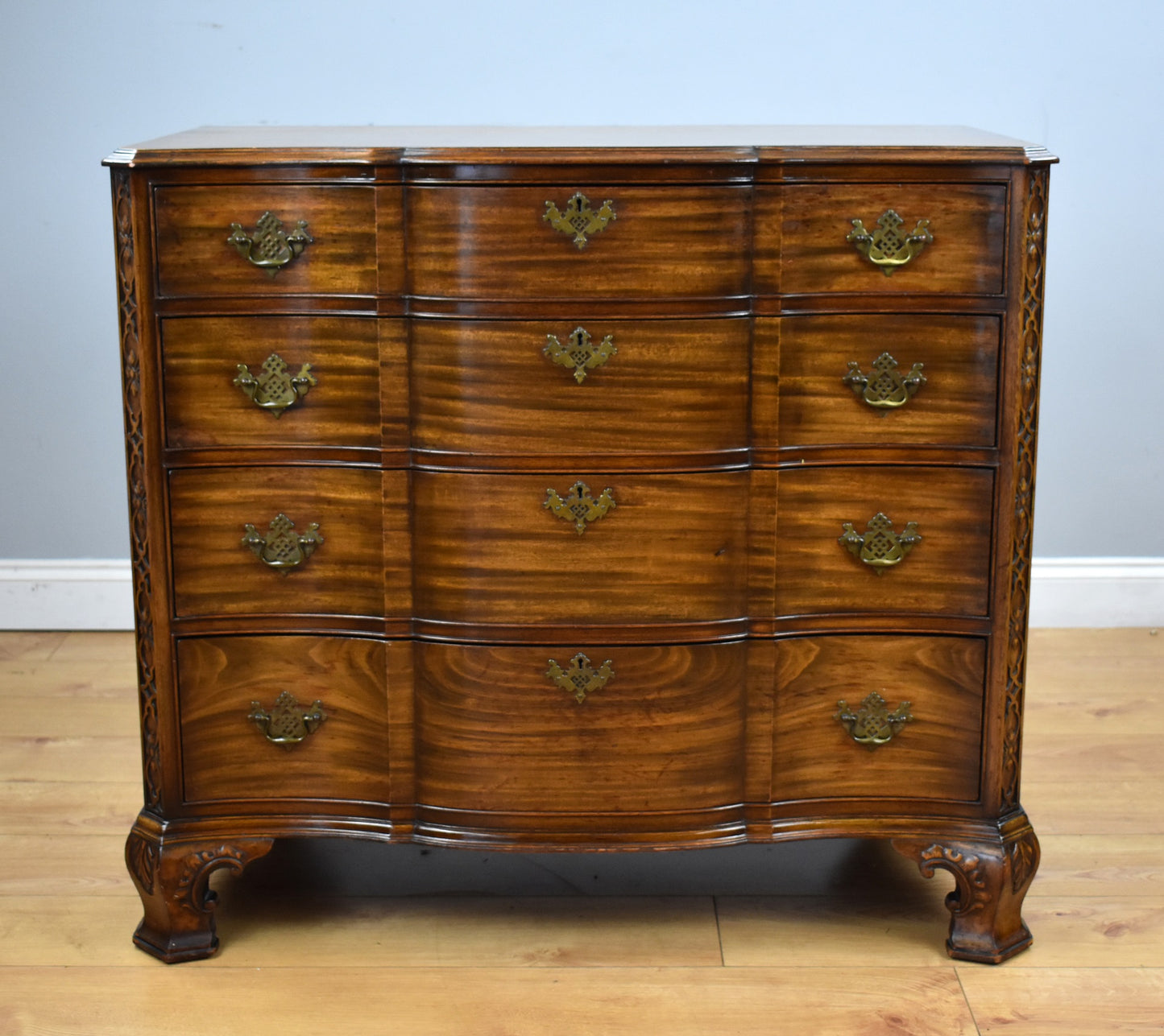 George III Style Waring and Gillow Ltd Serpentine Chest