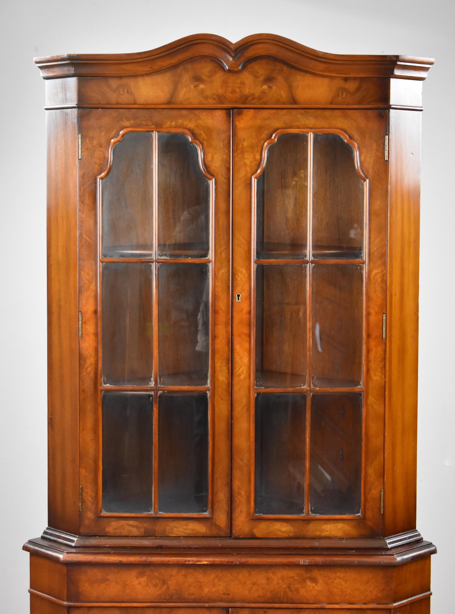 George III Style Walnut Corner Cabinet