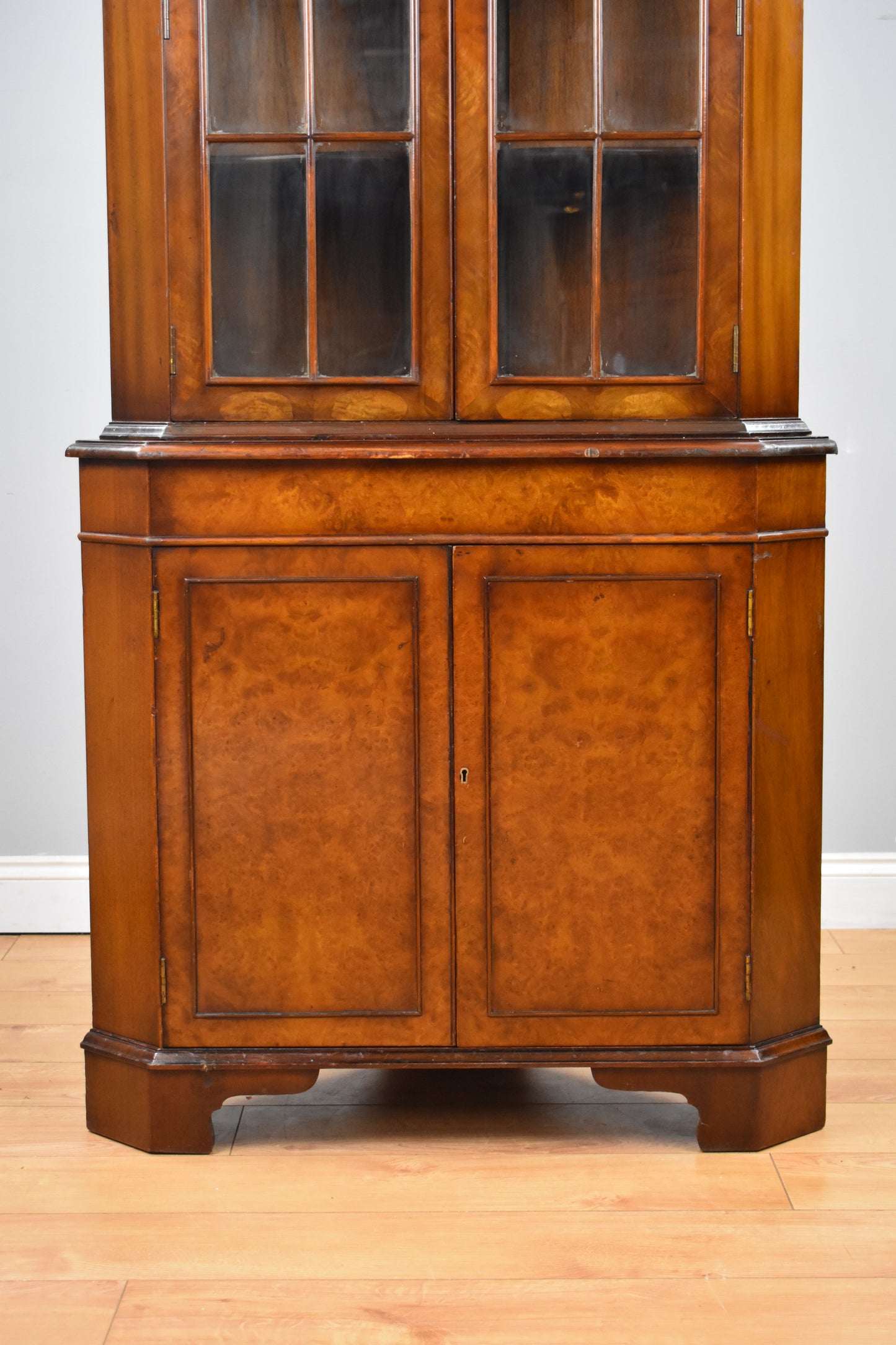 George III Style Walnut Corner Cabinet