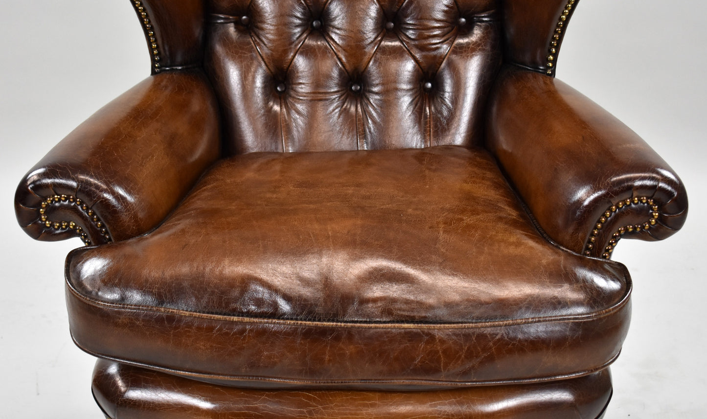 George II Style Mahogany Leather Armchair