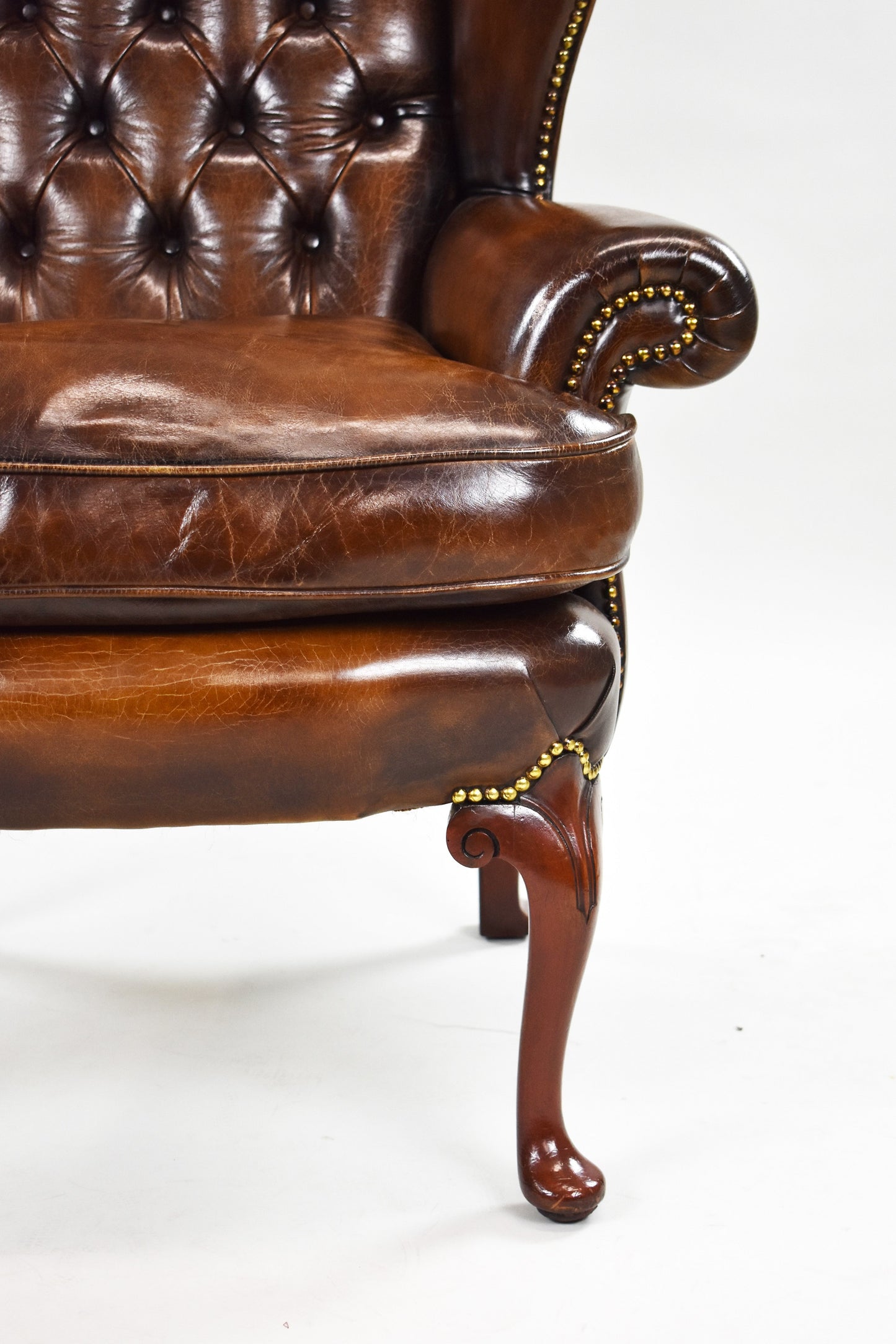 George II Style Mahogany Leather Armchair