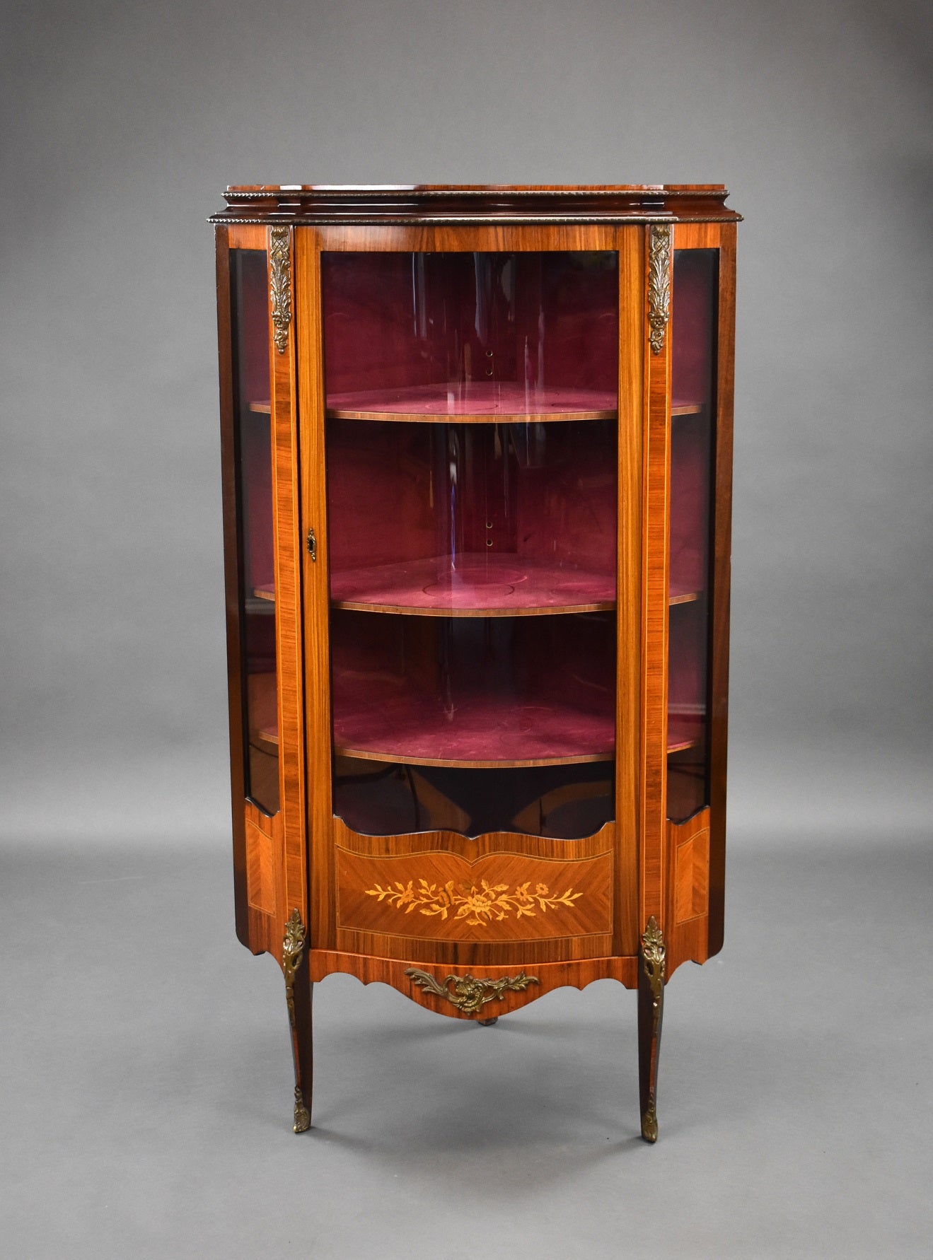 French Style Bow Fronted Corner Cabinet