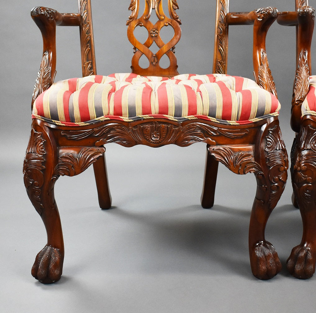 Pair Irish Chippendale Style Armchairs