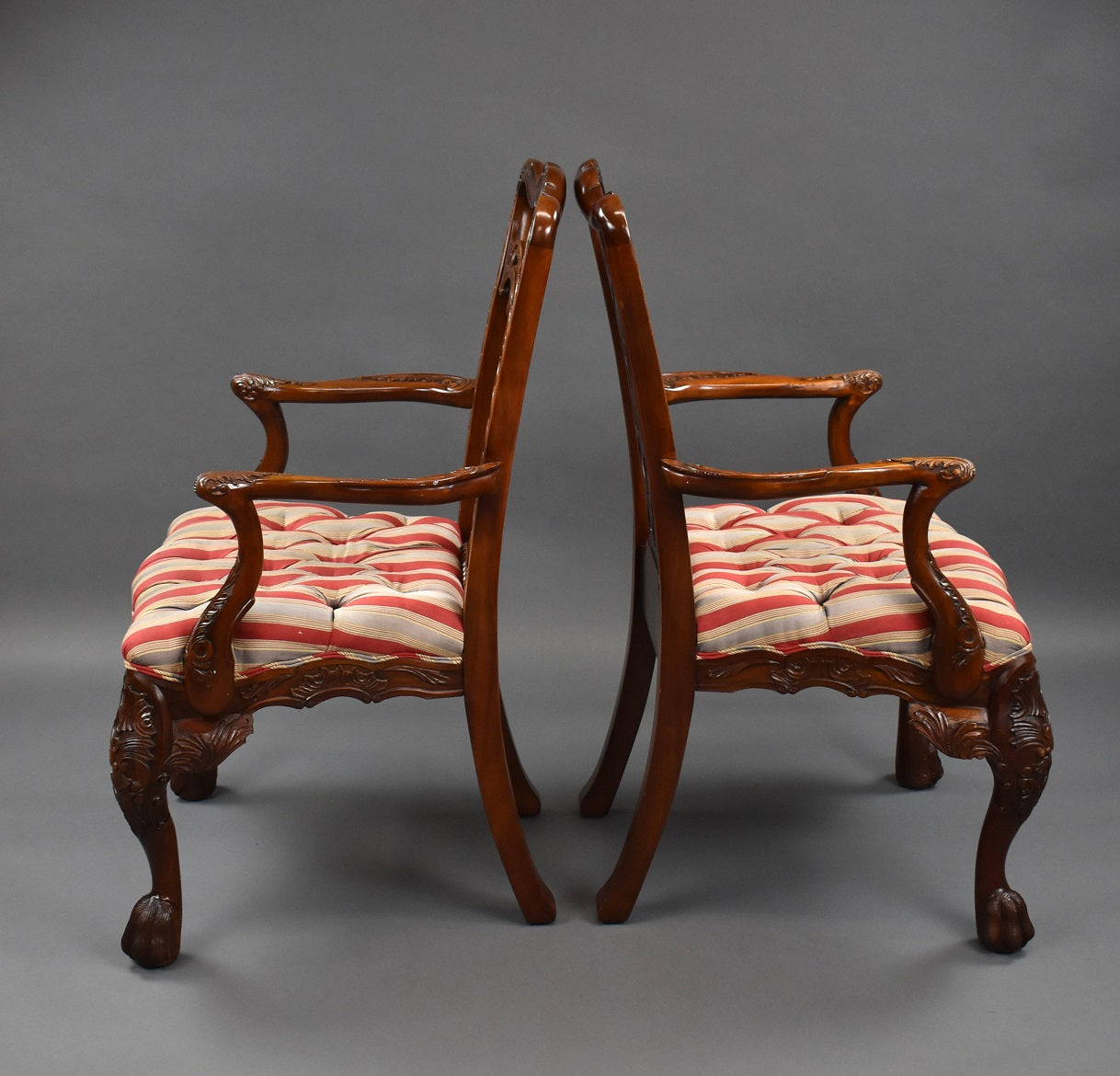 Pair Irish Chippendale Style Armchairs