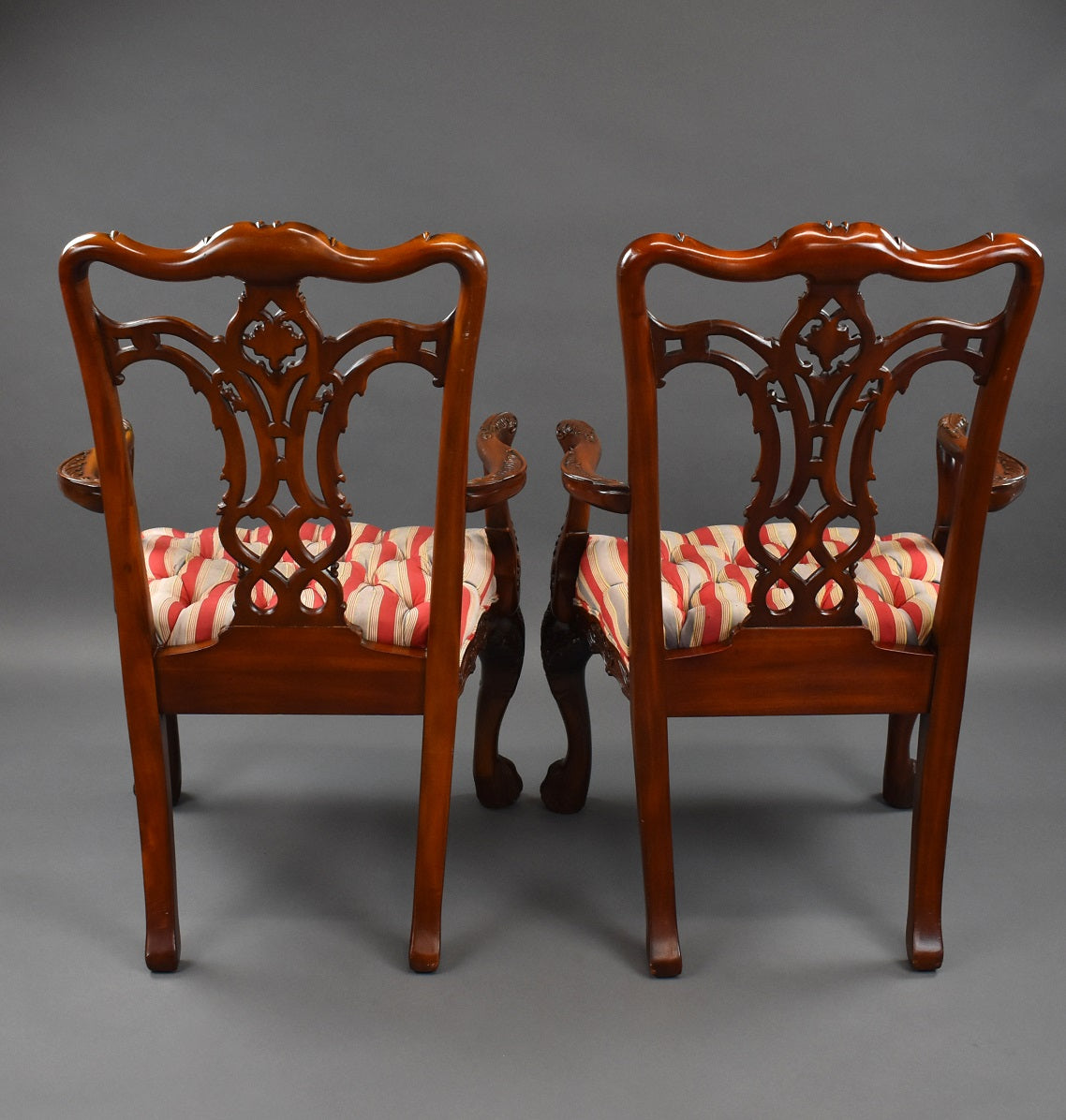 Pair Irish Chippendale Style Armchairs