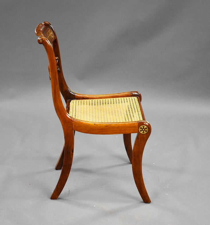 Set Six 19th Century Brass Inlaid Rosewood Dining Chairs