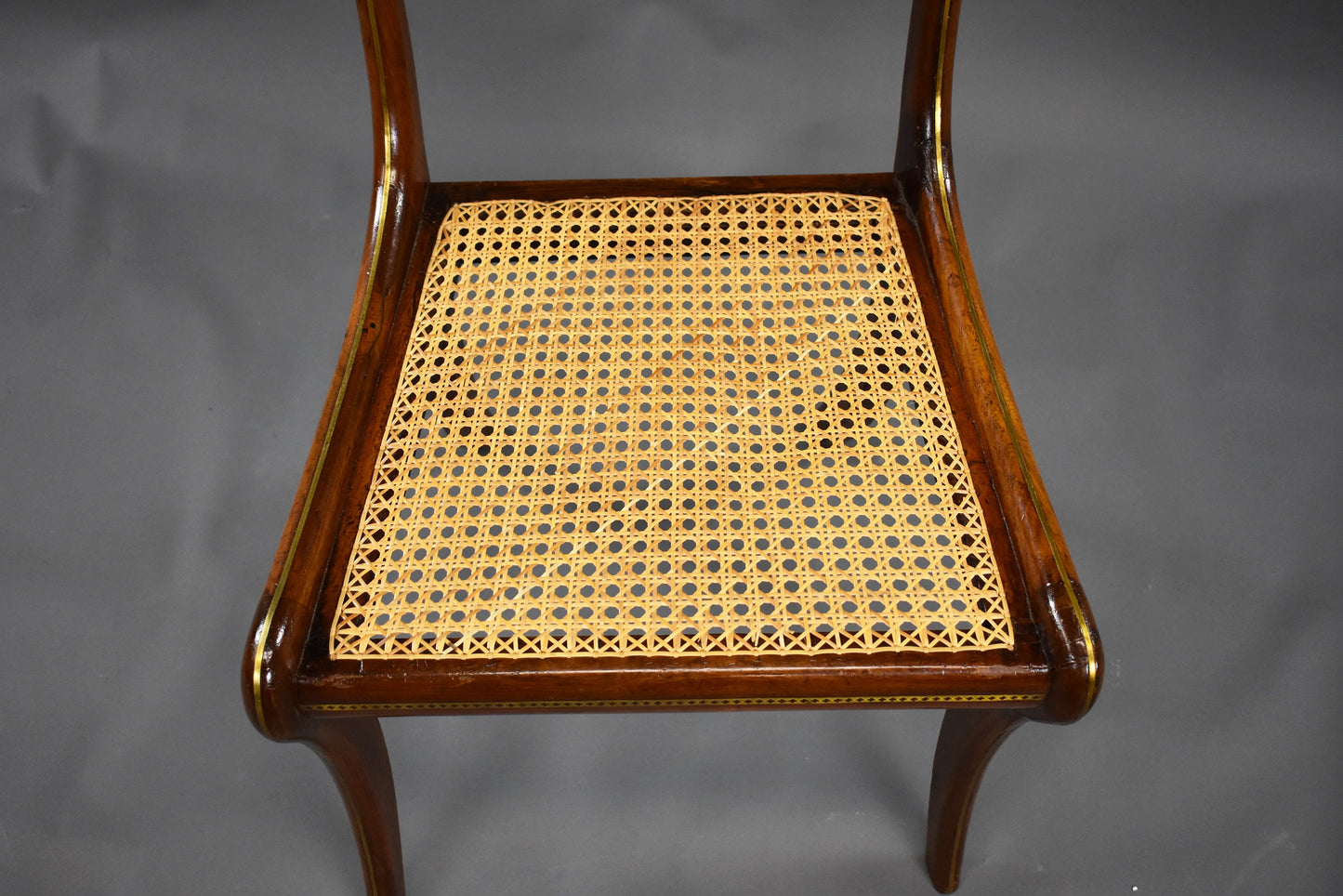 Set Six 19th Century Brass Inlaid Rosewood Dining Chairs