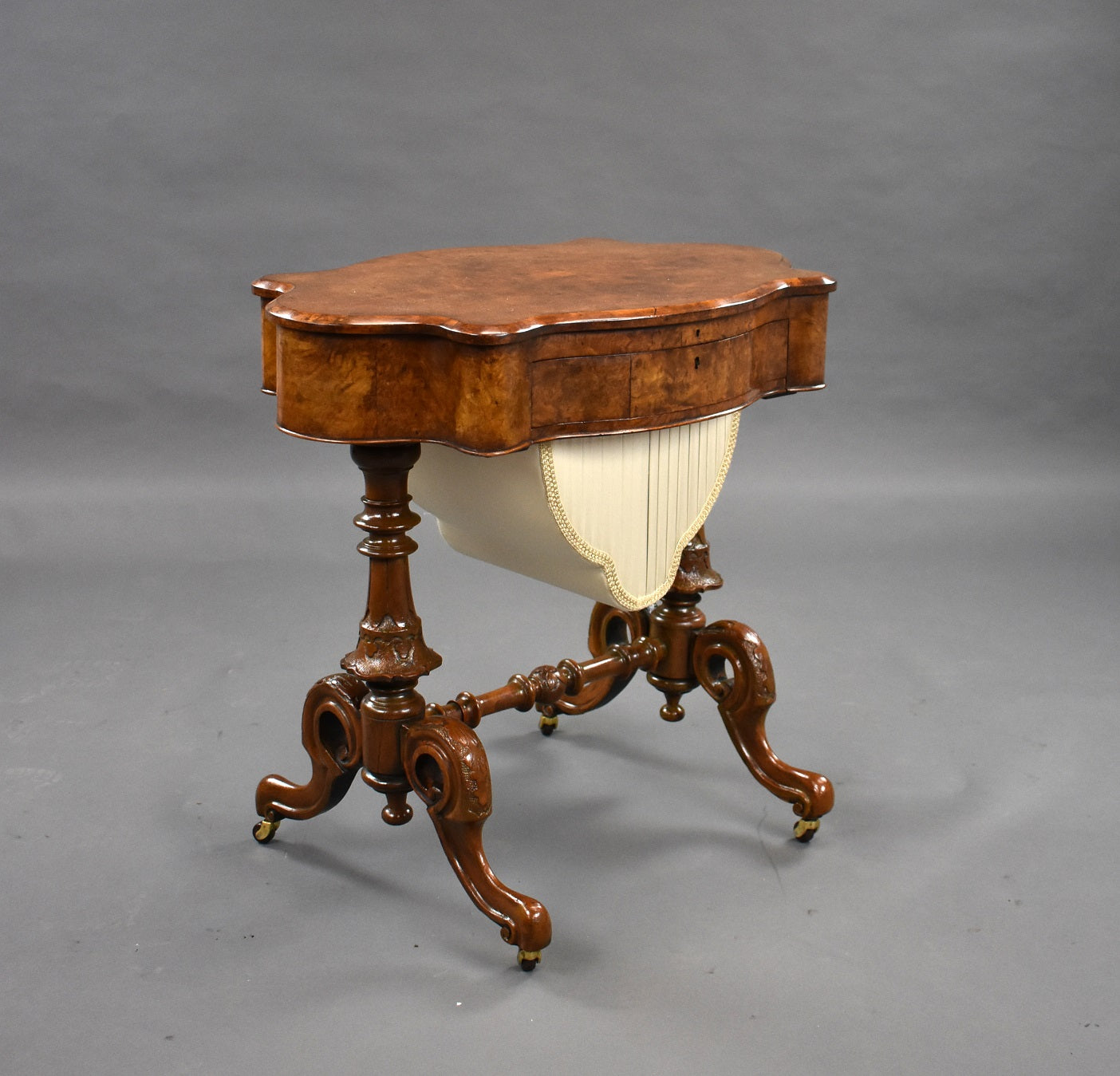 Mid 19th Century Victorian Burr Walnut Work Table