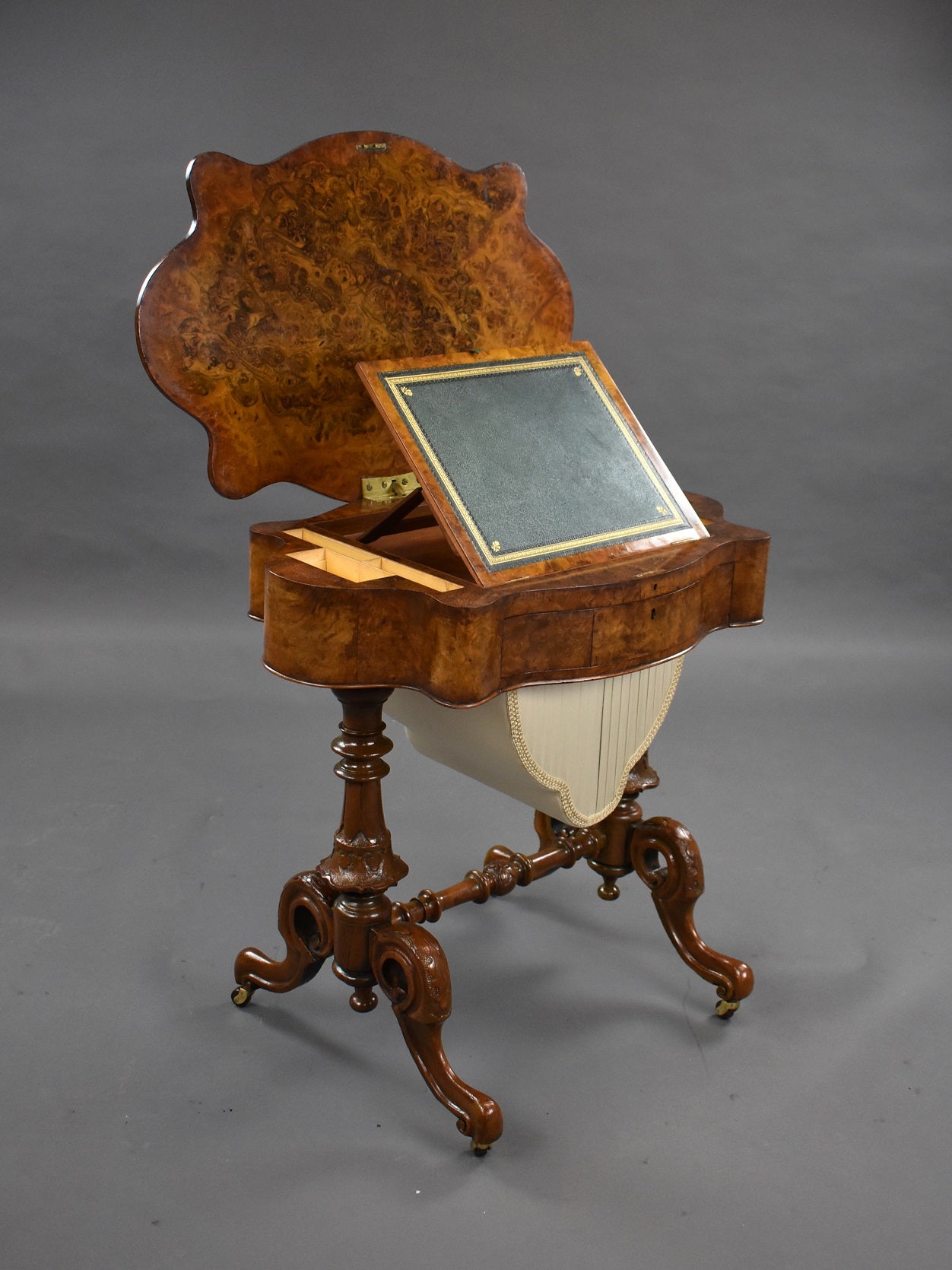 Mid 19th Century Victorian Burr Walnut Work Table