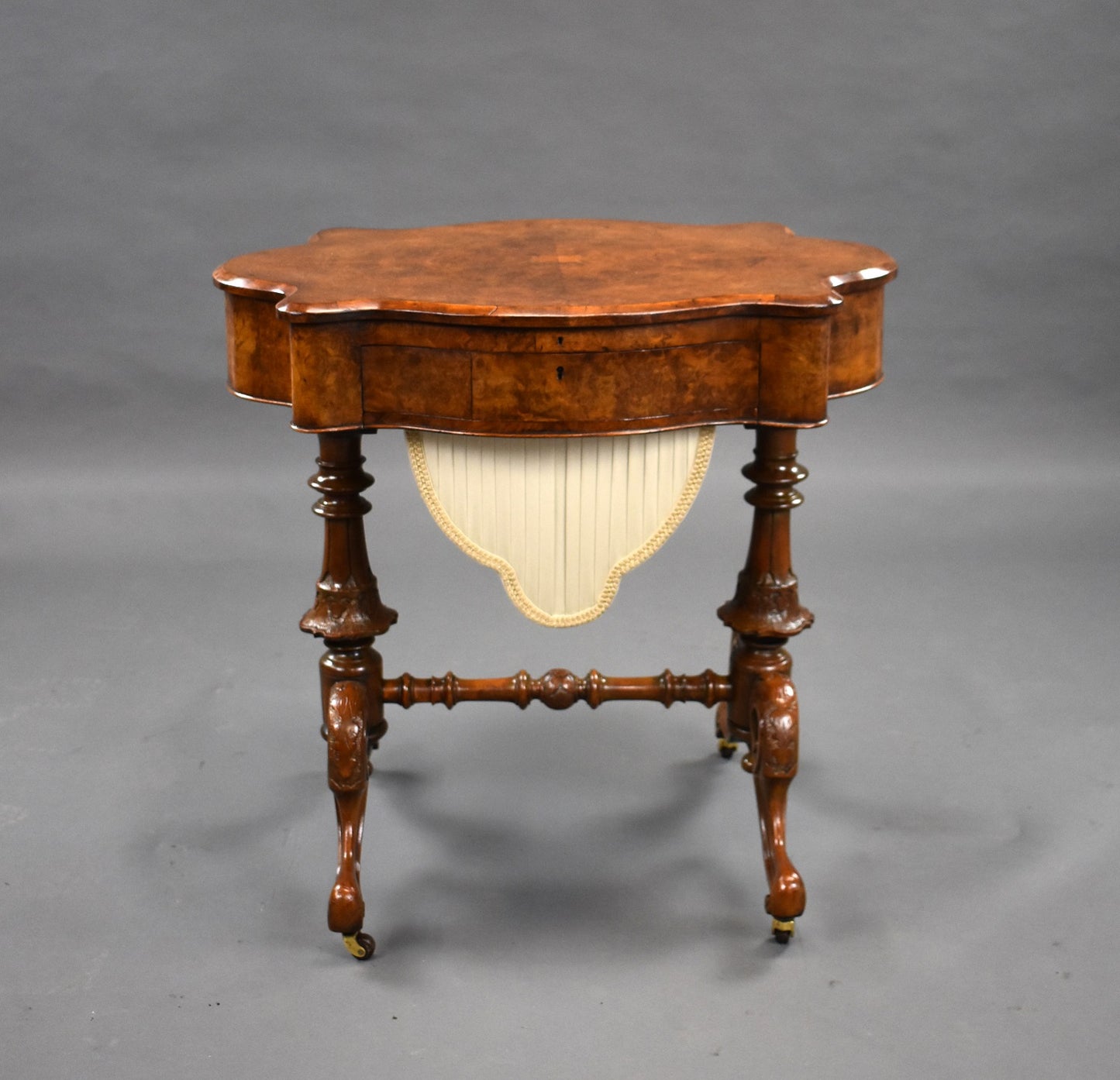 Mid 19th Century Victorian Burr Walnut Work Table