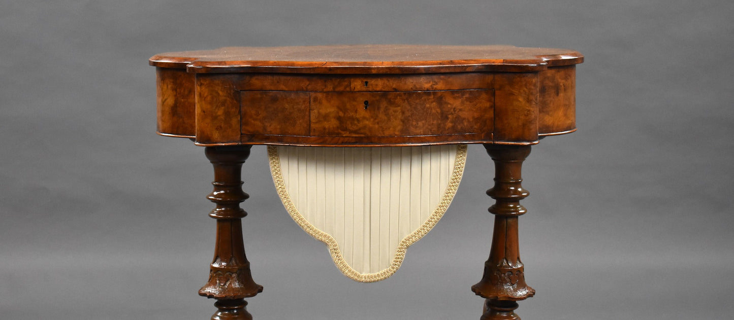 Mid 19th Century Victorian Burr Walnut Work Table