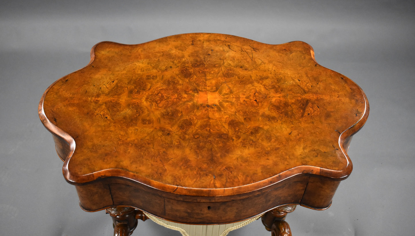 Mid 19th Century Victorian Burr Walnut Work Table