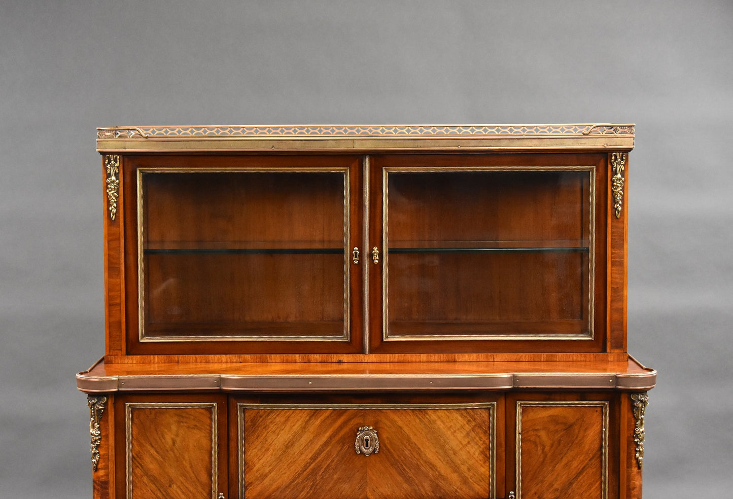 19th Century Walnut Glass Top Commode