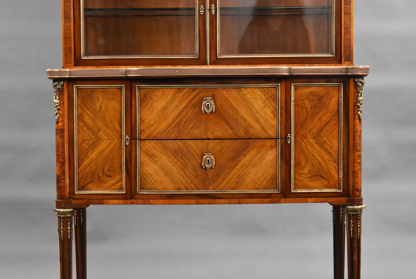 19th Century Walnut Glass Top Commode