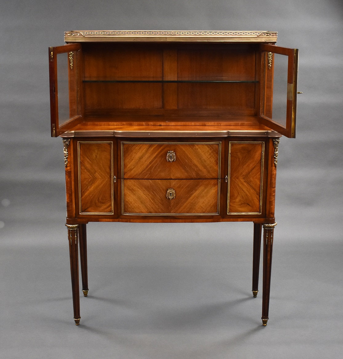 19th Century Walnut Glass Top Commode