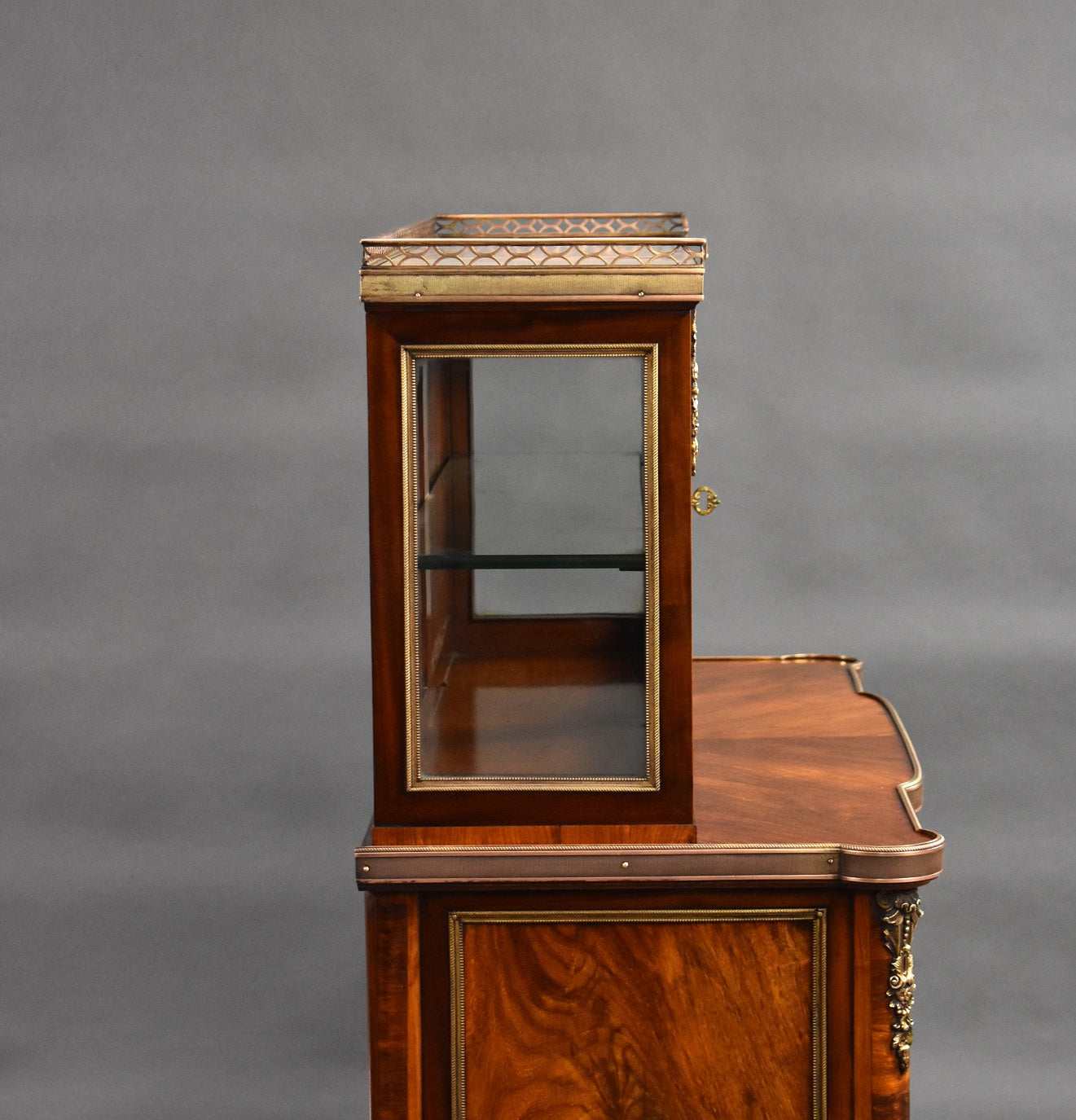 19th Century Walnut Glass Top Commode