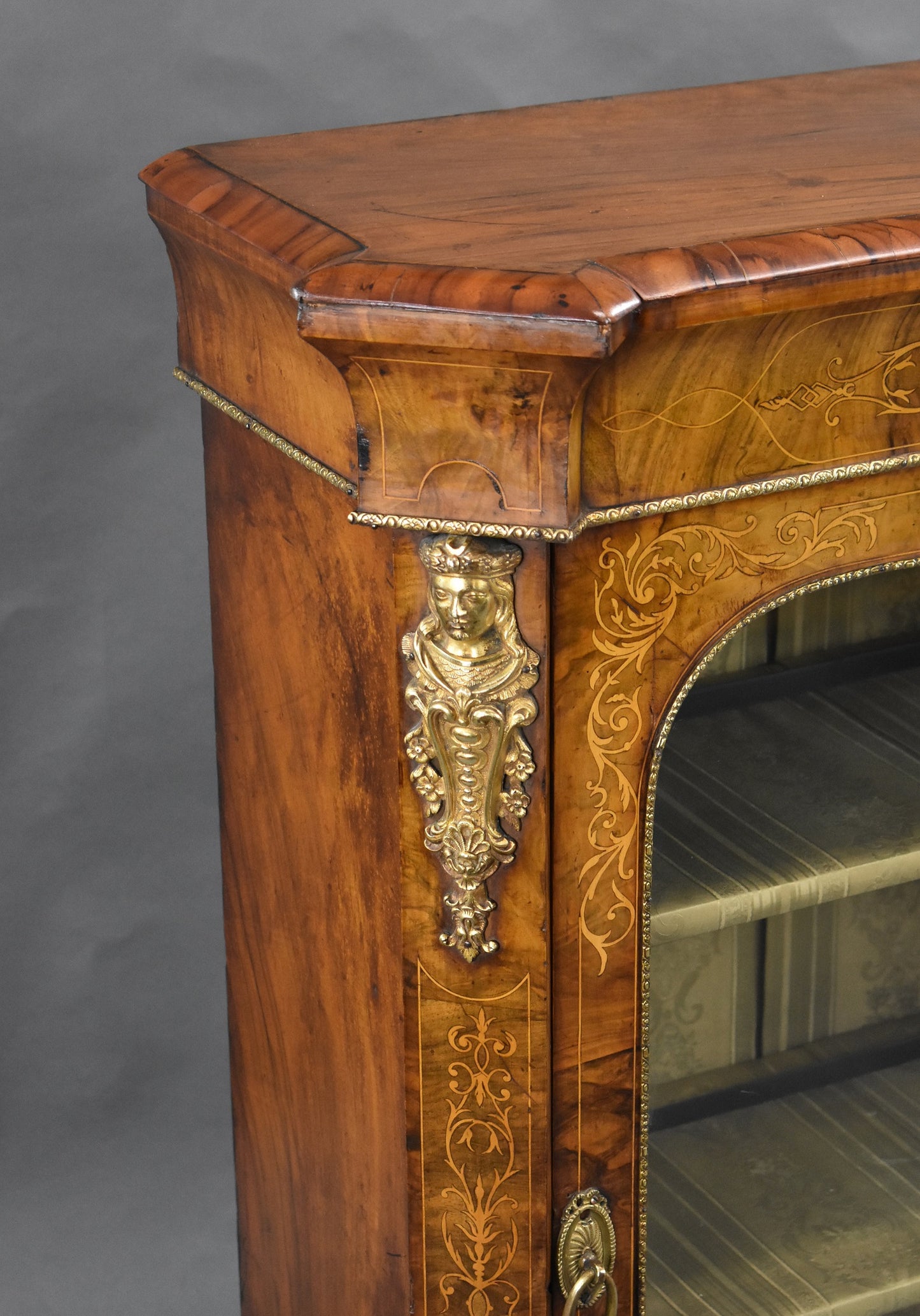 Victorian Walnut Inlaid Pier Cabinet