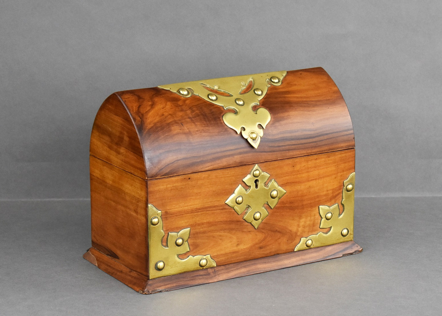 Victorian Walnut and Brass Stationary Box