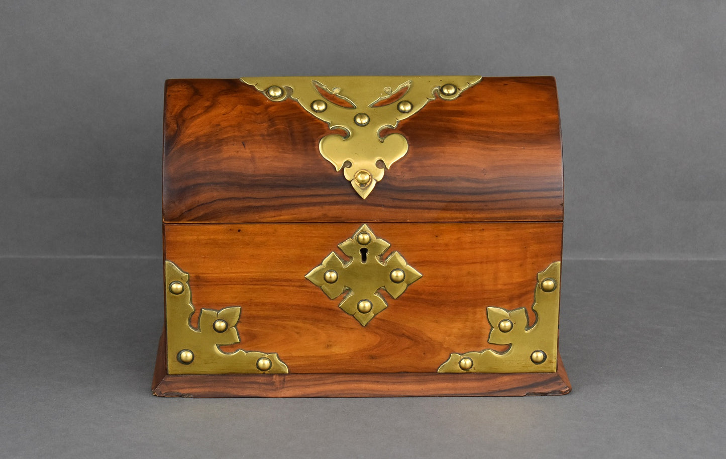 Victorian Walnut and Brass Stationary Box