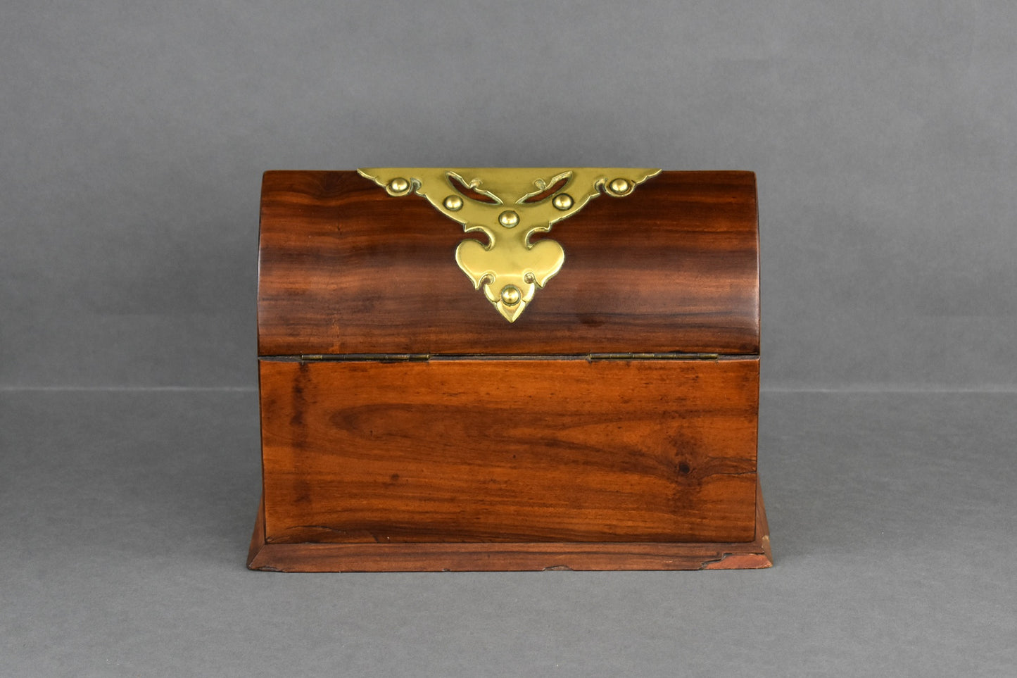 Victorian Walnut and Brass Stationary Box