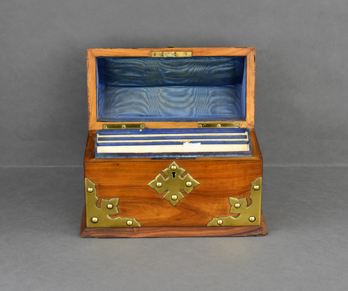 Victorian Walnut and Brass Stationary Box