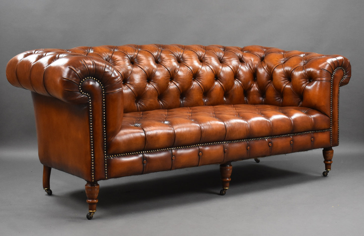 Late 19th Century Victorian Antique Leather Chesterfield