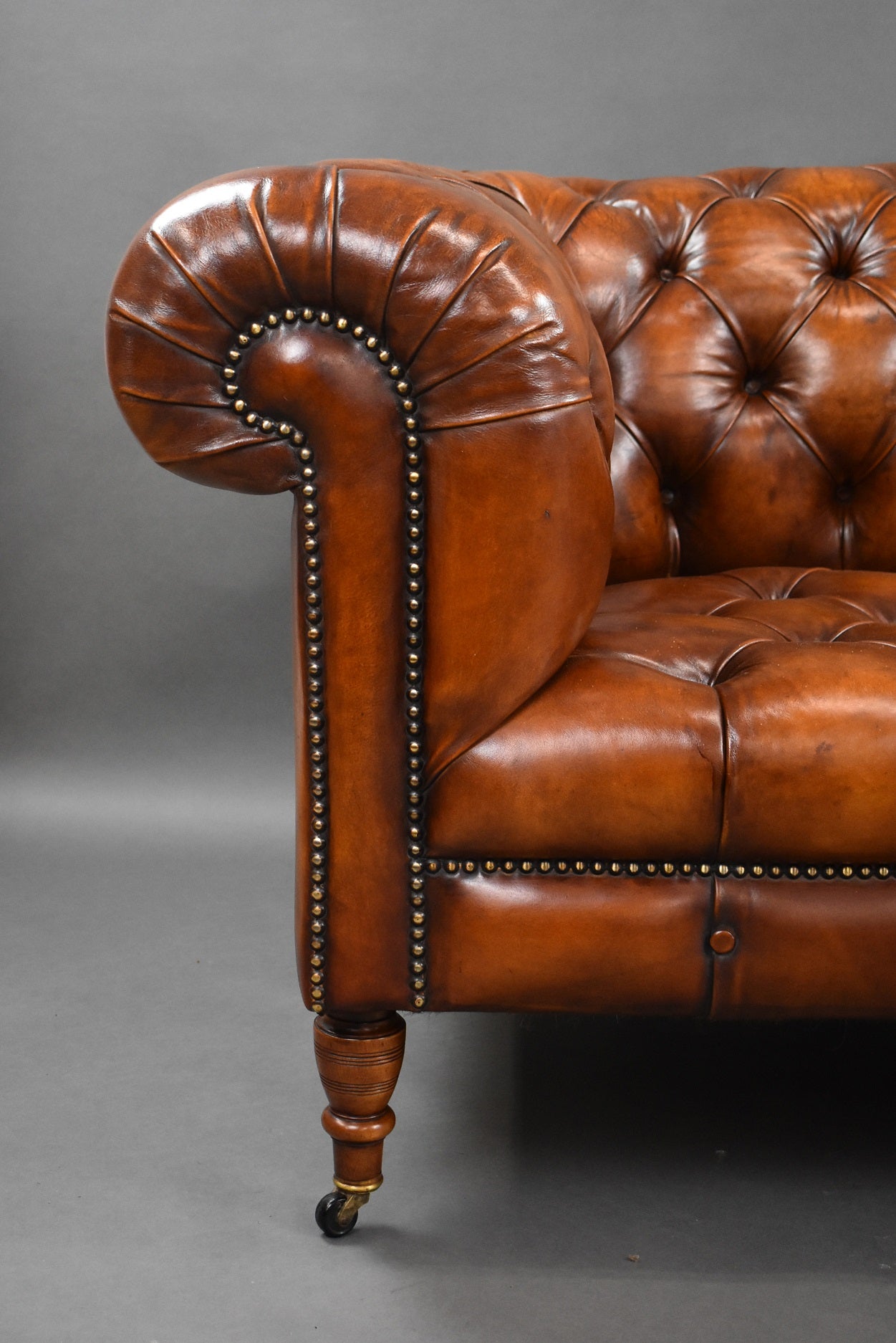 Late 19th Century Victorian Antique Leather Chesterfield