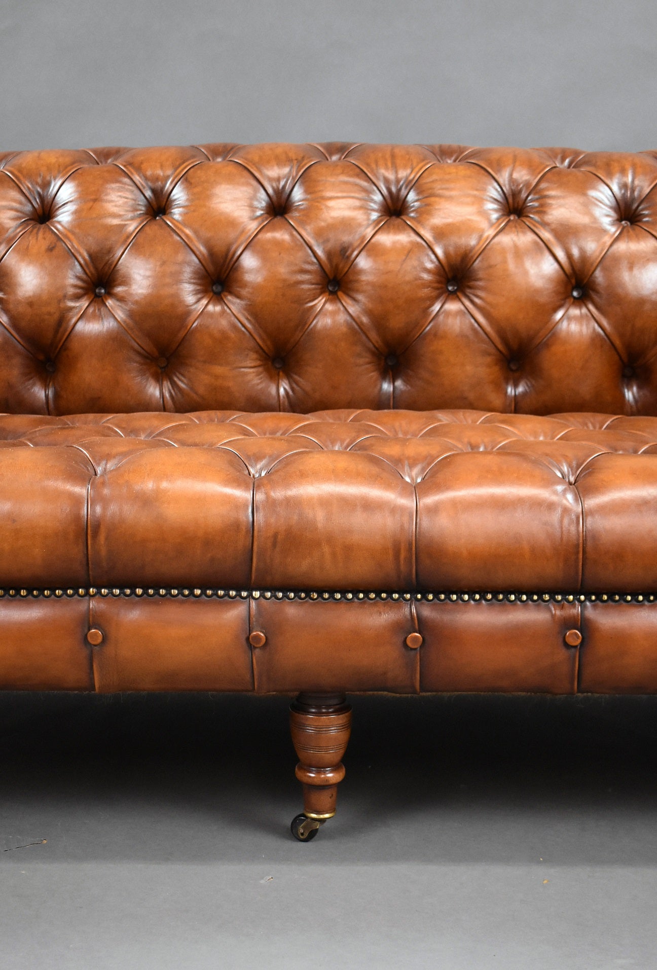 Late 19th Century Victorian Antique Leather Chesterfield