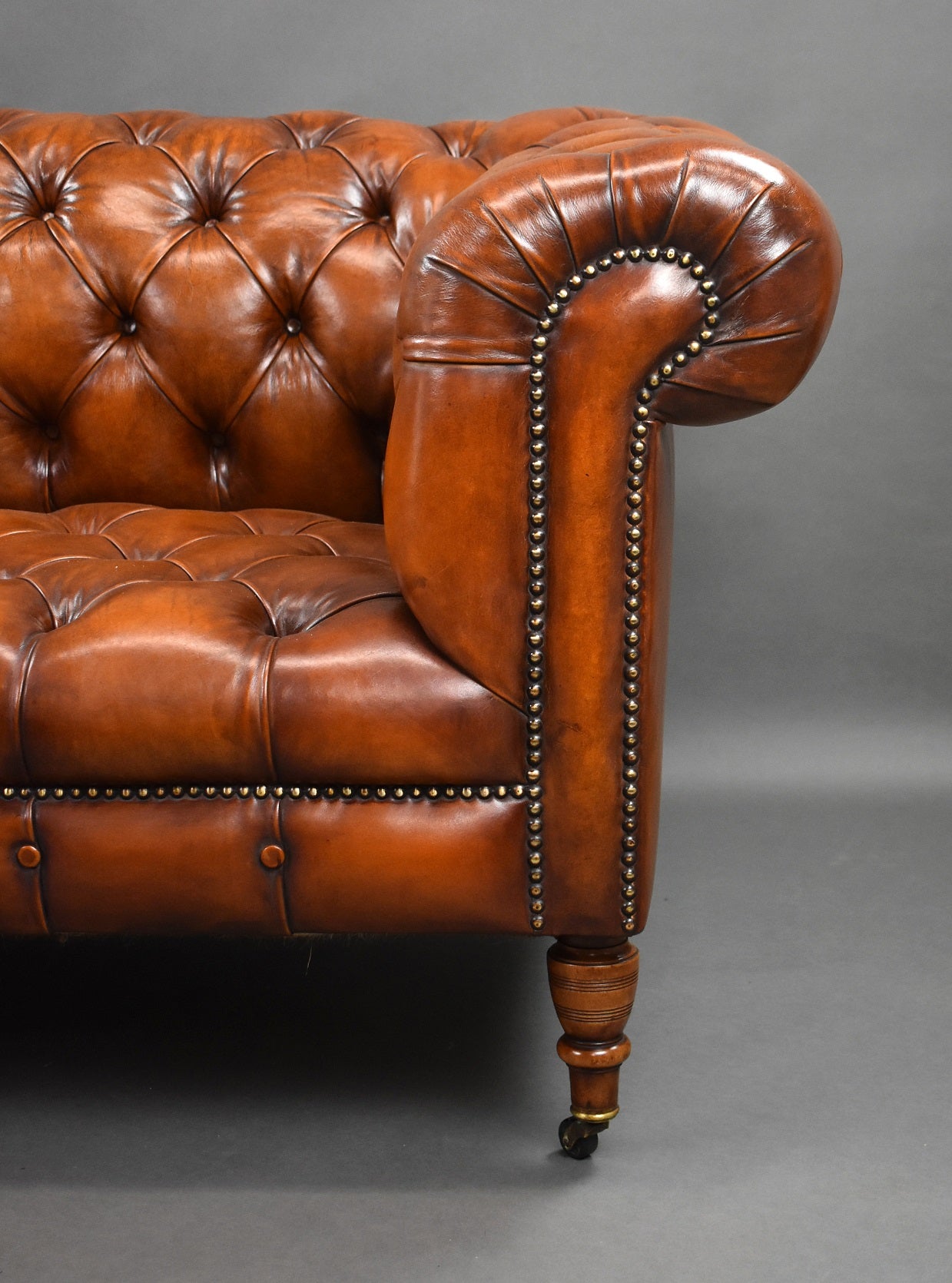 Late 19th Century Victorian Antique Leather Chesterfield