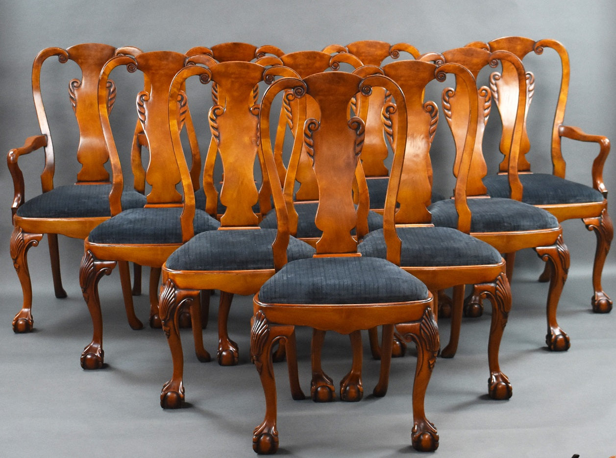 Set 10 George II Style Walnut Dining Chairs