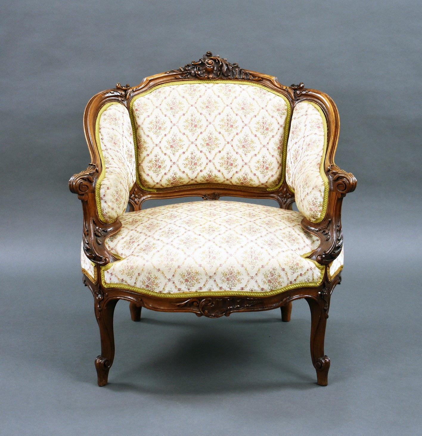 Set Three French Walnut Tub Chairs