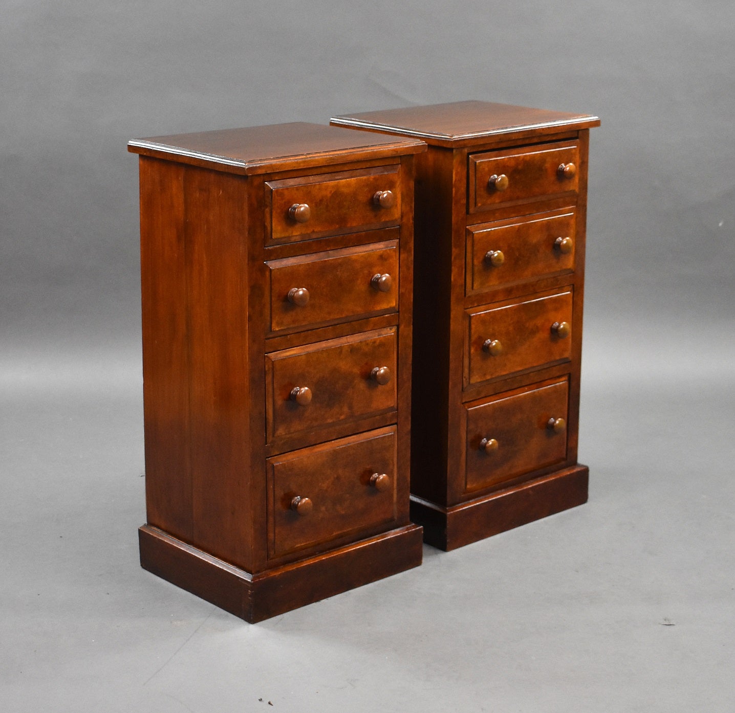 Pair Victorian Walnut and Mahogany Bedside Chests