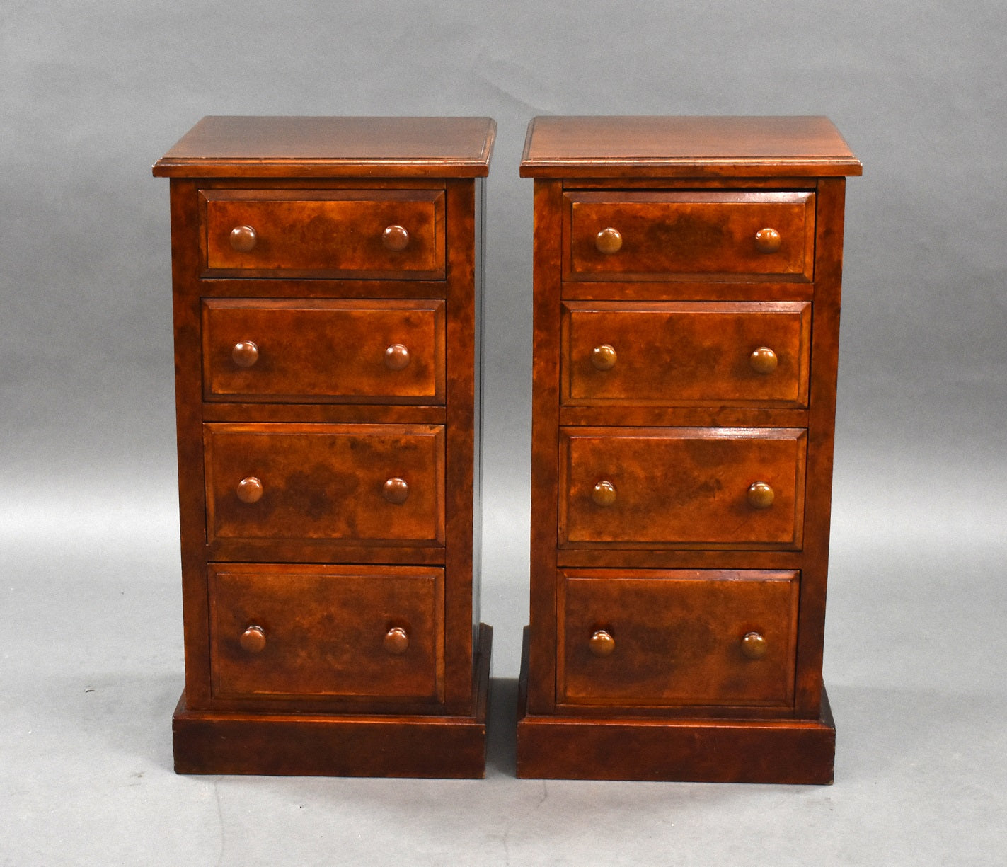 Pair Victorian Walnut and Mahogany Bedside Chests