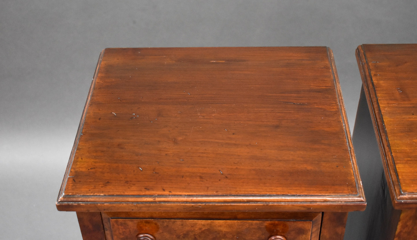 Pair Victorian Walnut and Mahogany Bedside Chests