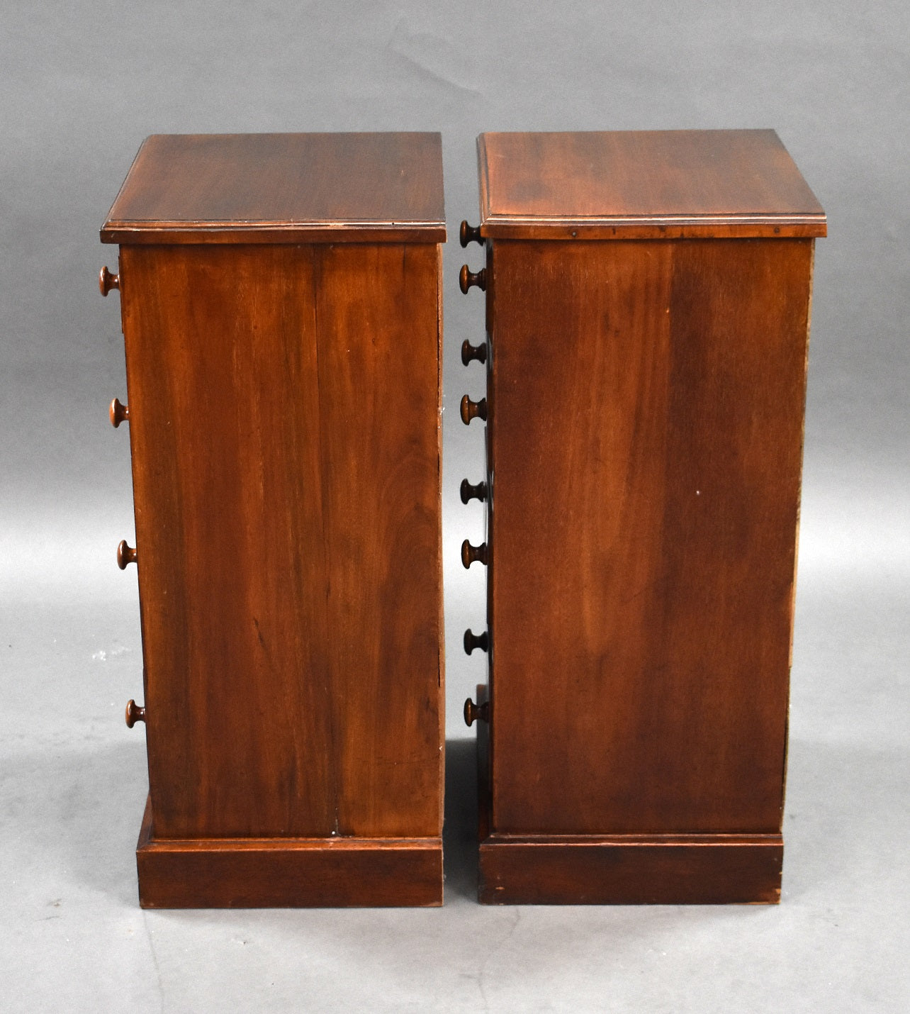 Pair Victorian Walnut and Mahogany Bedside Chests