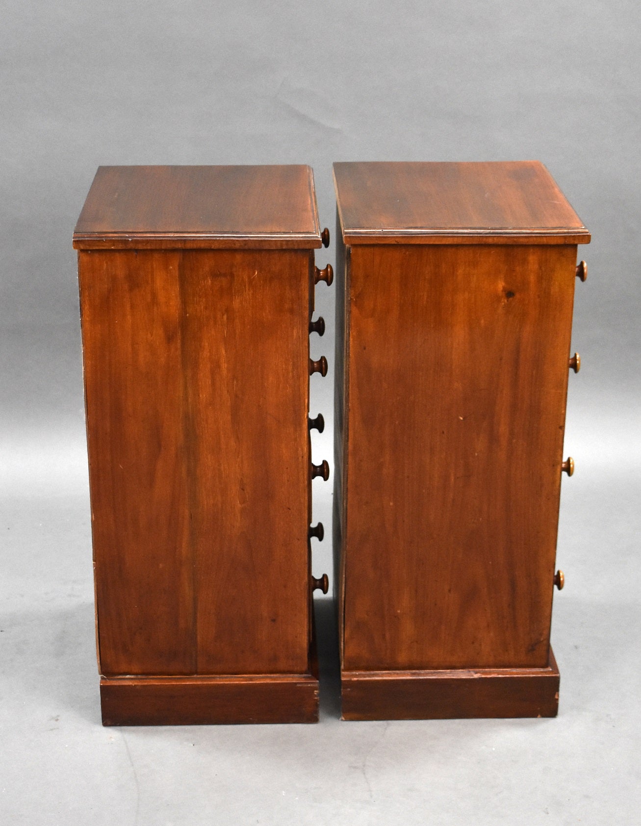 Pair Victorian Walnut and Mahogany Bedside Chests