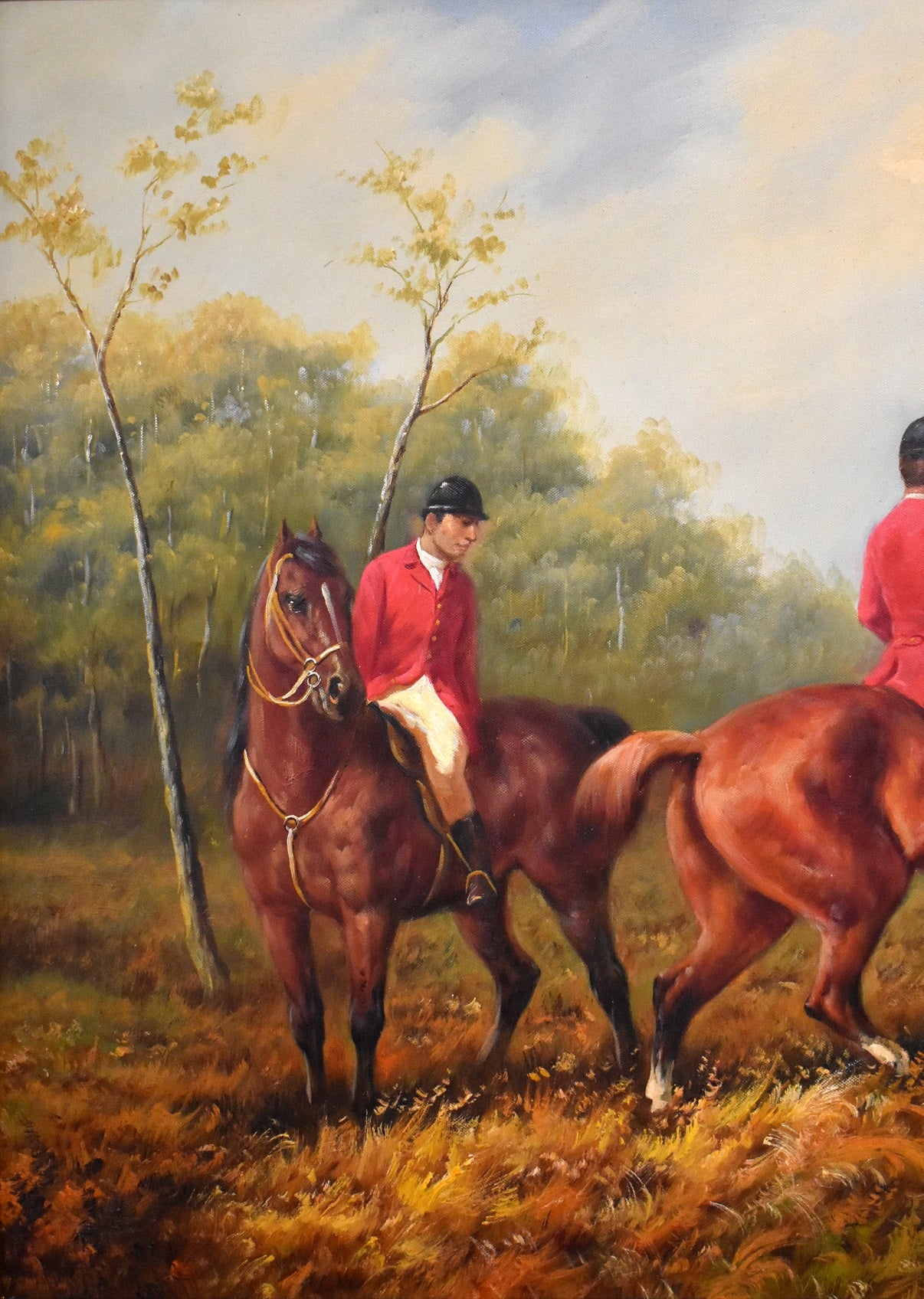 Large Huntsman and Hounds Canvas painting by G.Roy