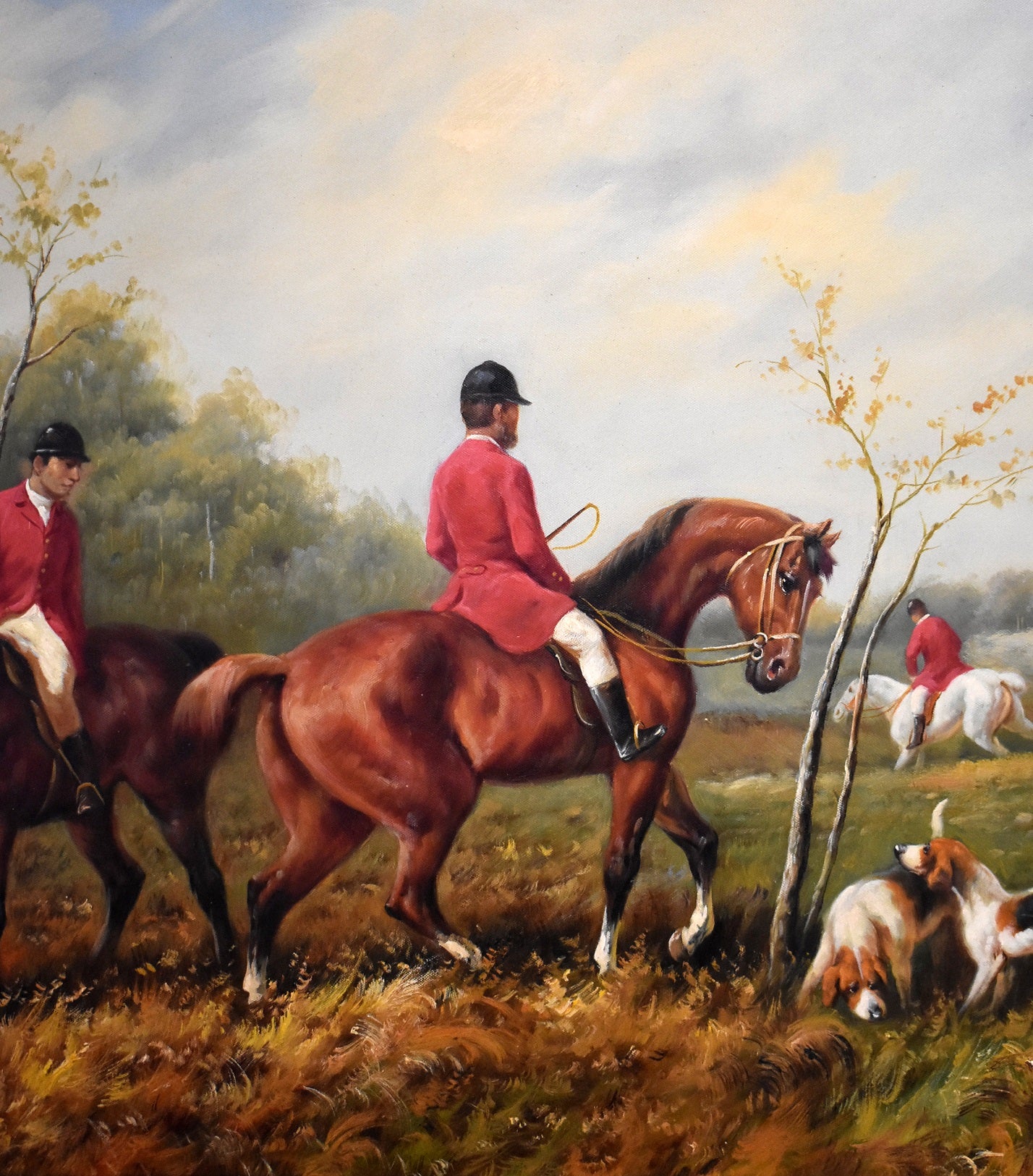 Large Huntsman and Hounds Canvas painting by G.Roy