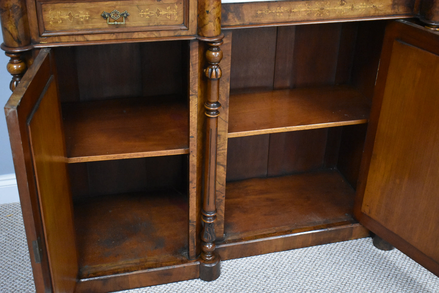 Victorian Walnut Inlaid Mirror Back Sideboard