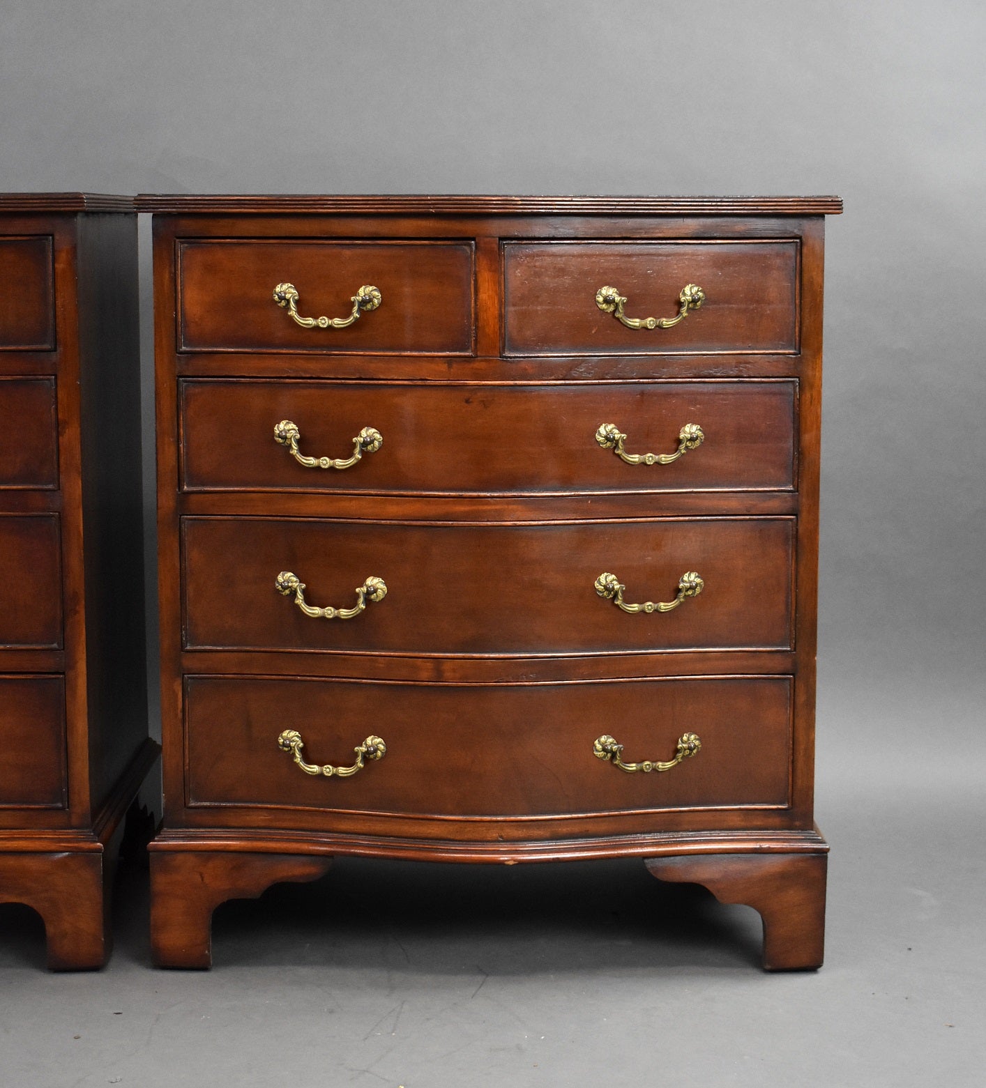 Pair Mahogany Serpentine Chest Drawers