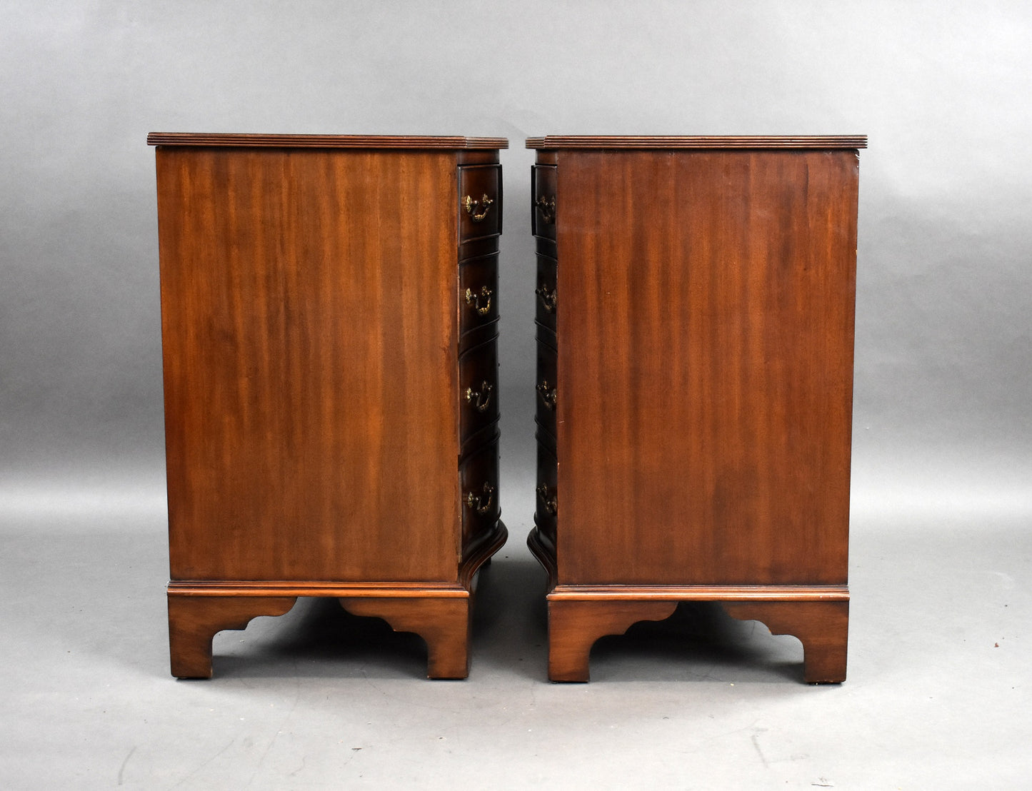 Pair Mahogany Serpentine Chest Drawers