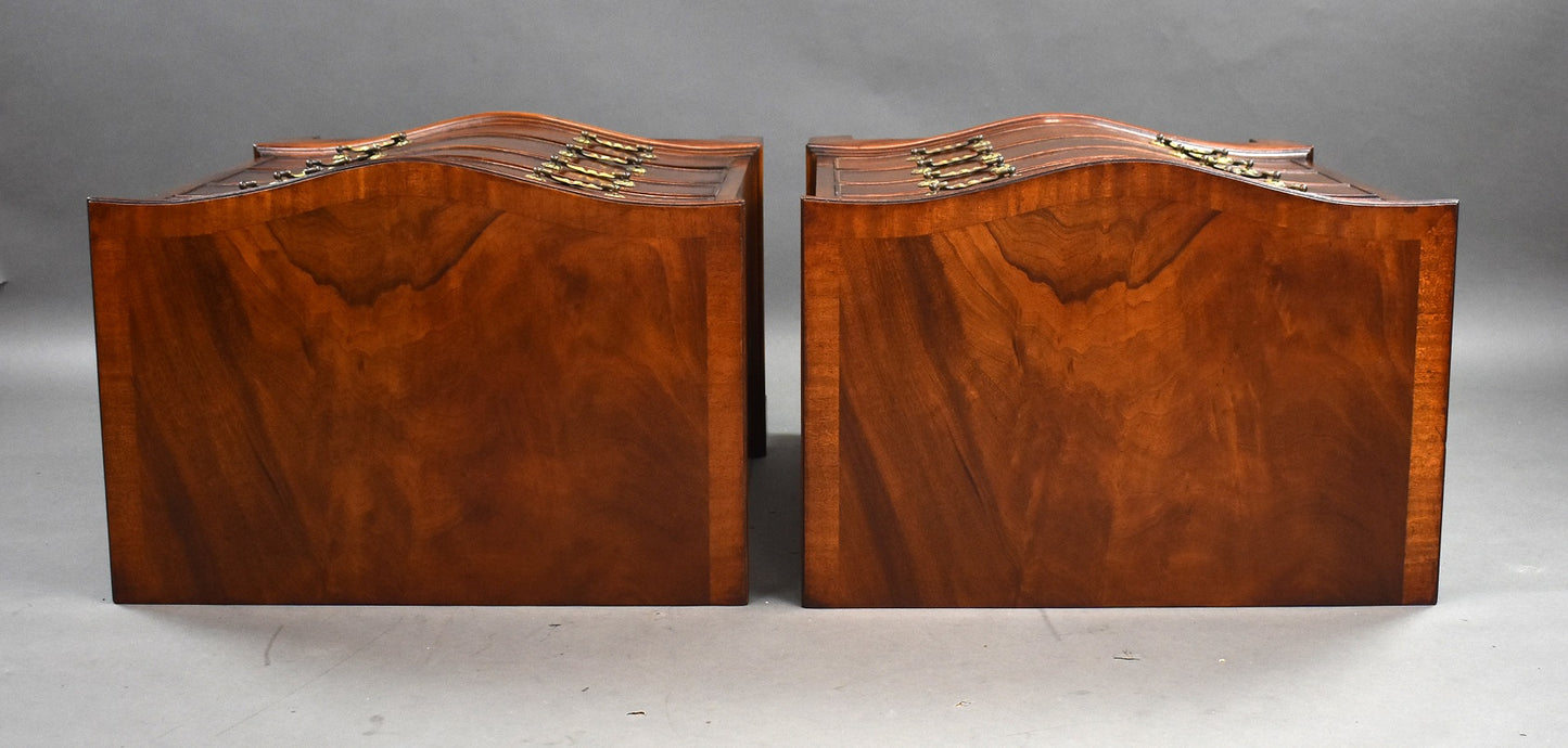 Pair Mahogany Serpentine Chest Drawers