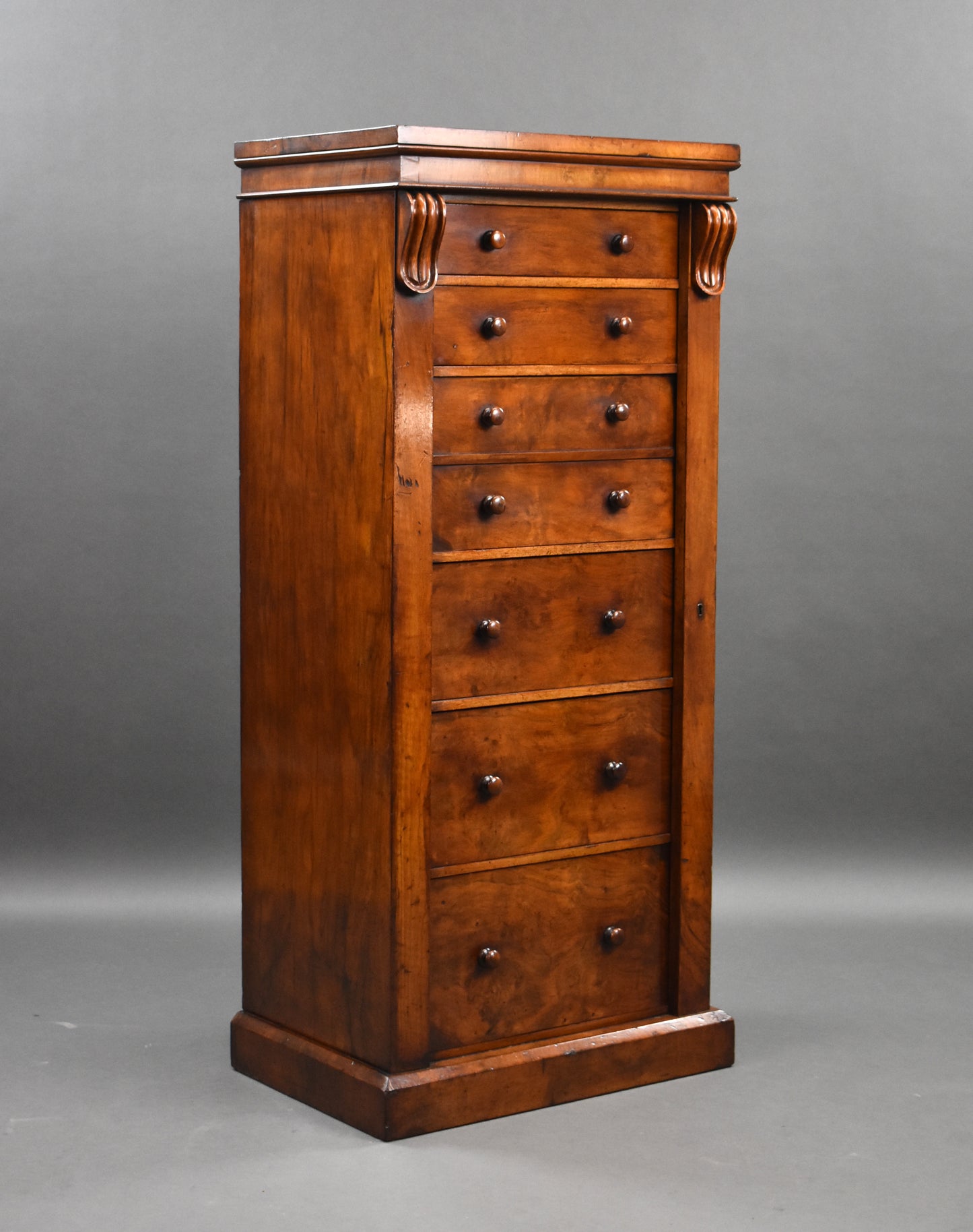 Victorian Walnut Secretaire Wellington Chest